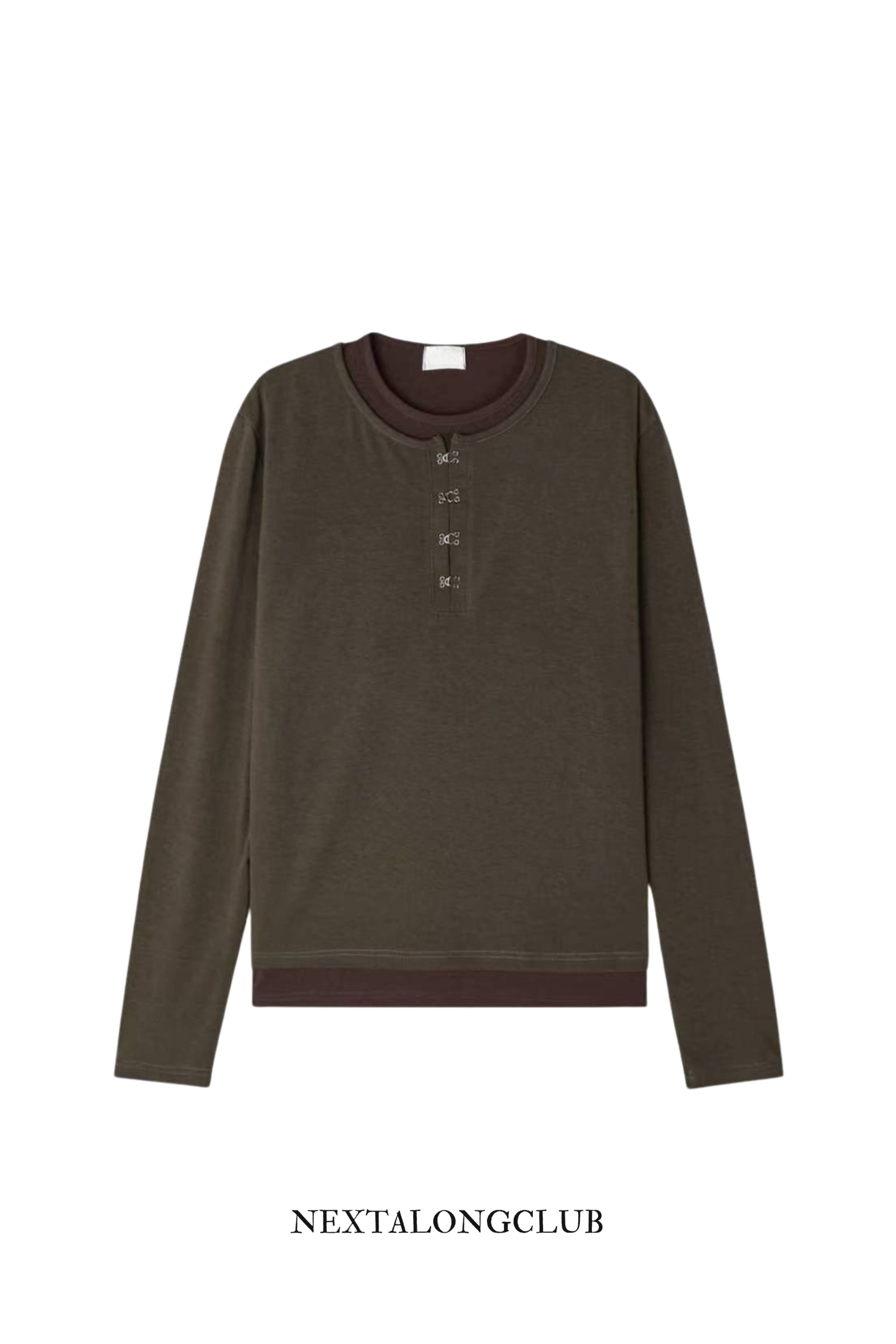 經典盤扣假兩件長袖(三色)