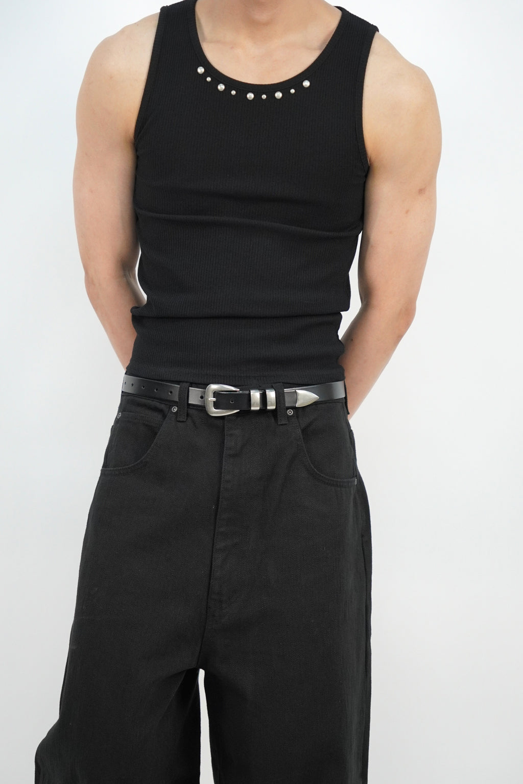 鉚釘羅紋背心(三色)