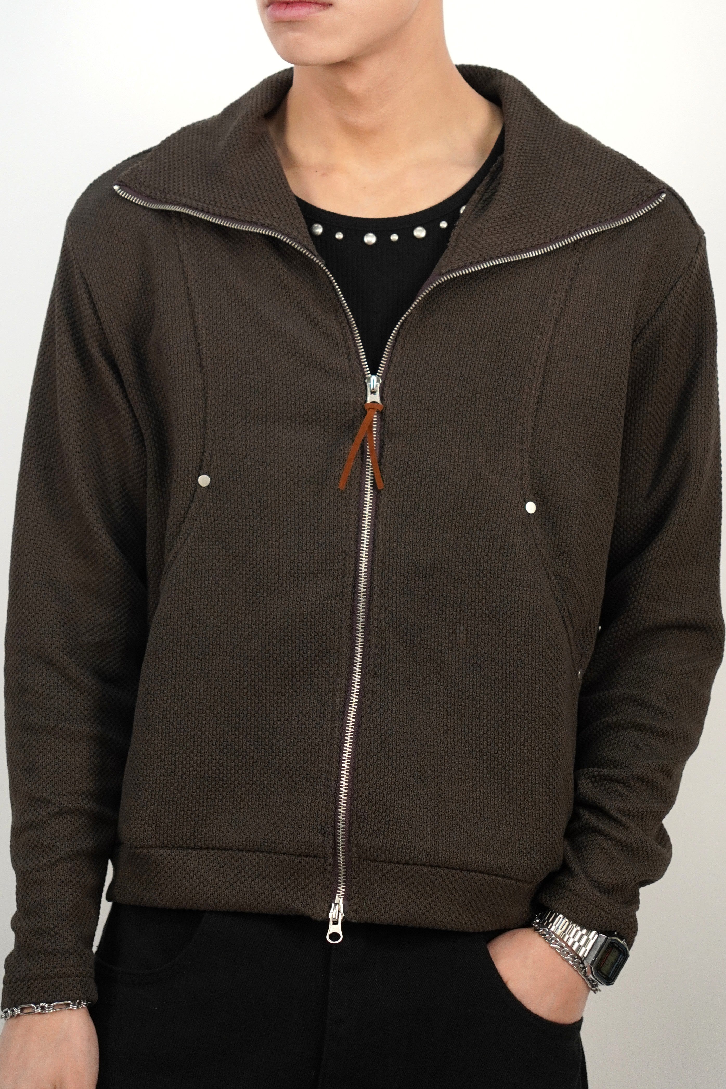 鉚釘高領外套(四色)