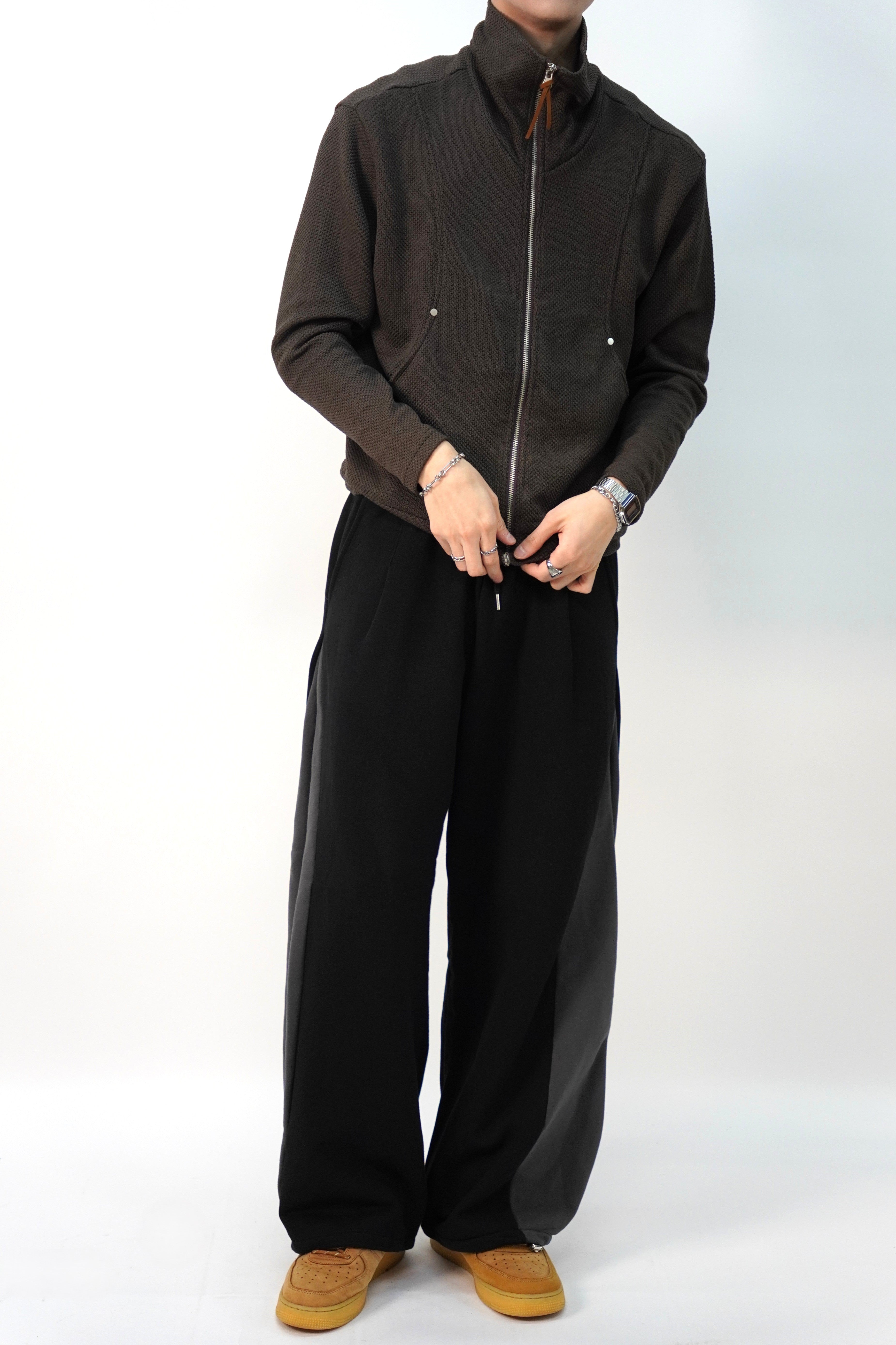 [雙拉鏈] 鉚釘高領外套(五色)