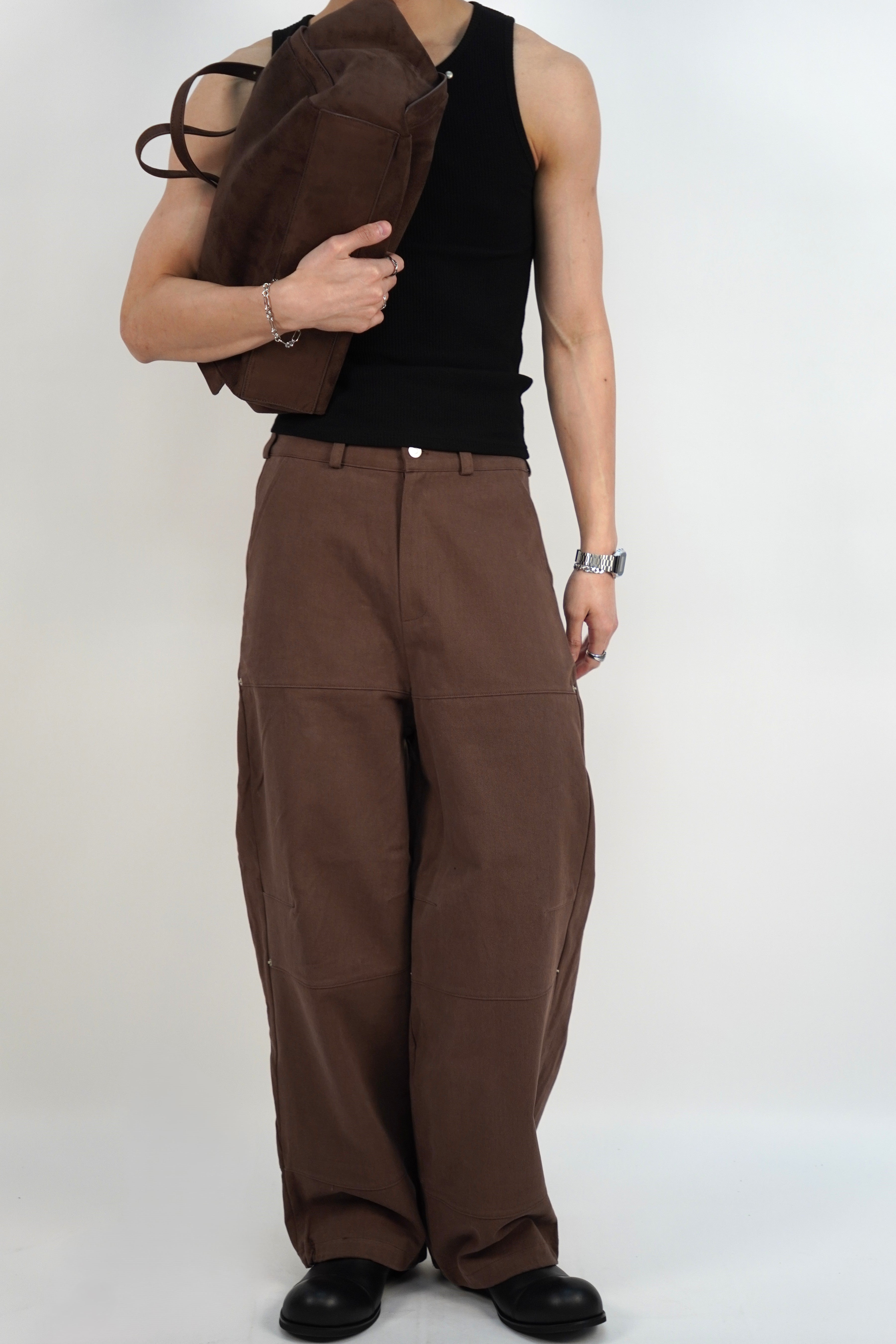 側褶工裝褲(兩色)