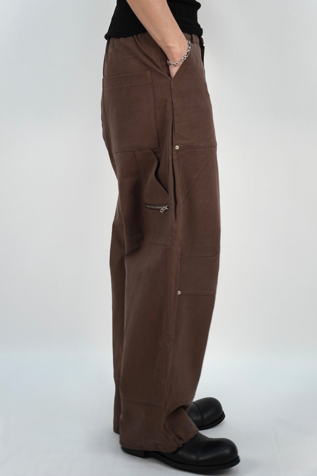 側褶工裝褲(兩色)