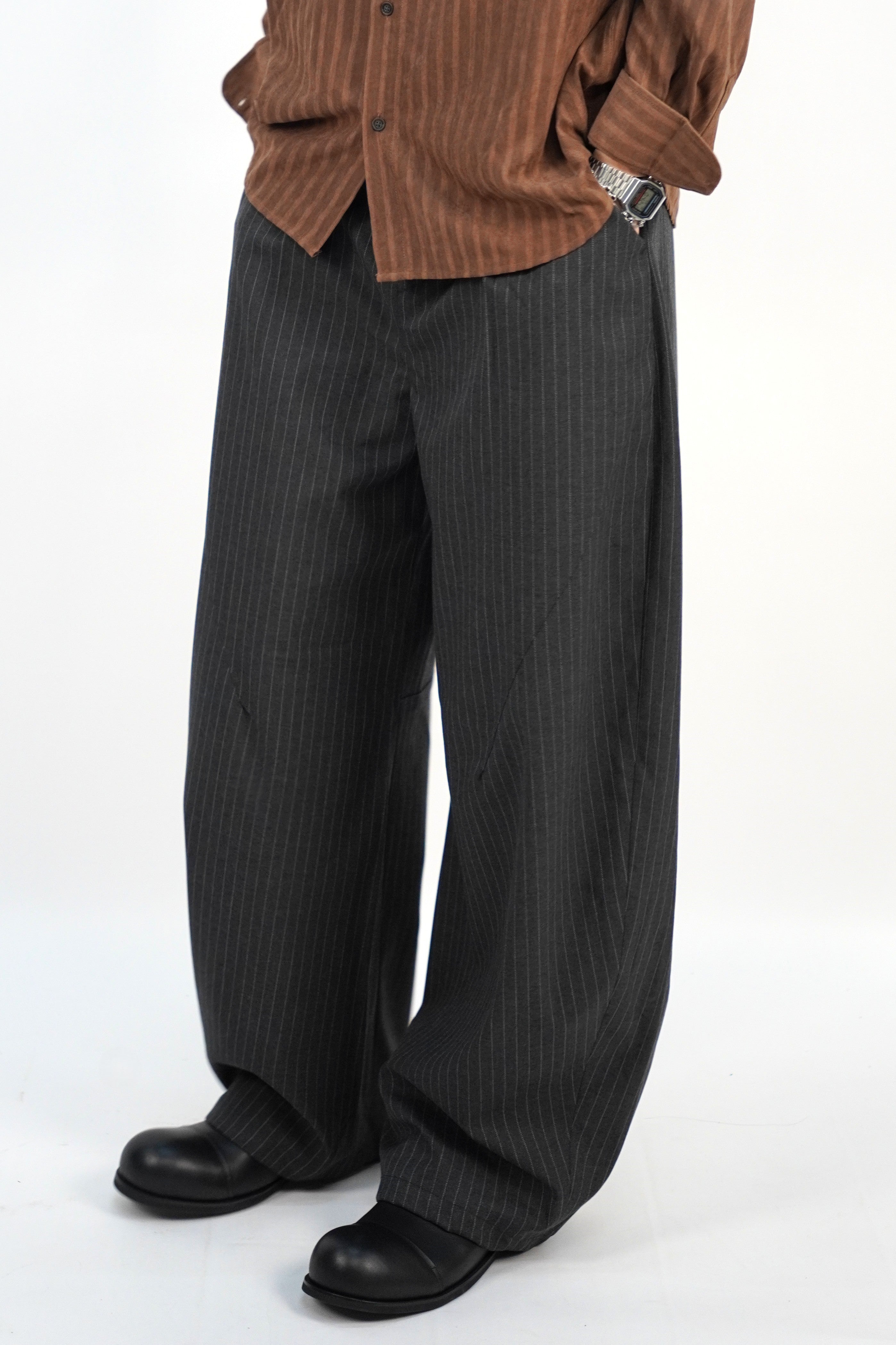 條紋闊腳西褲(兩色)