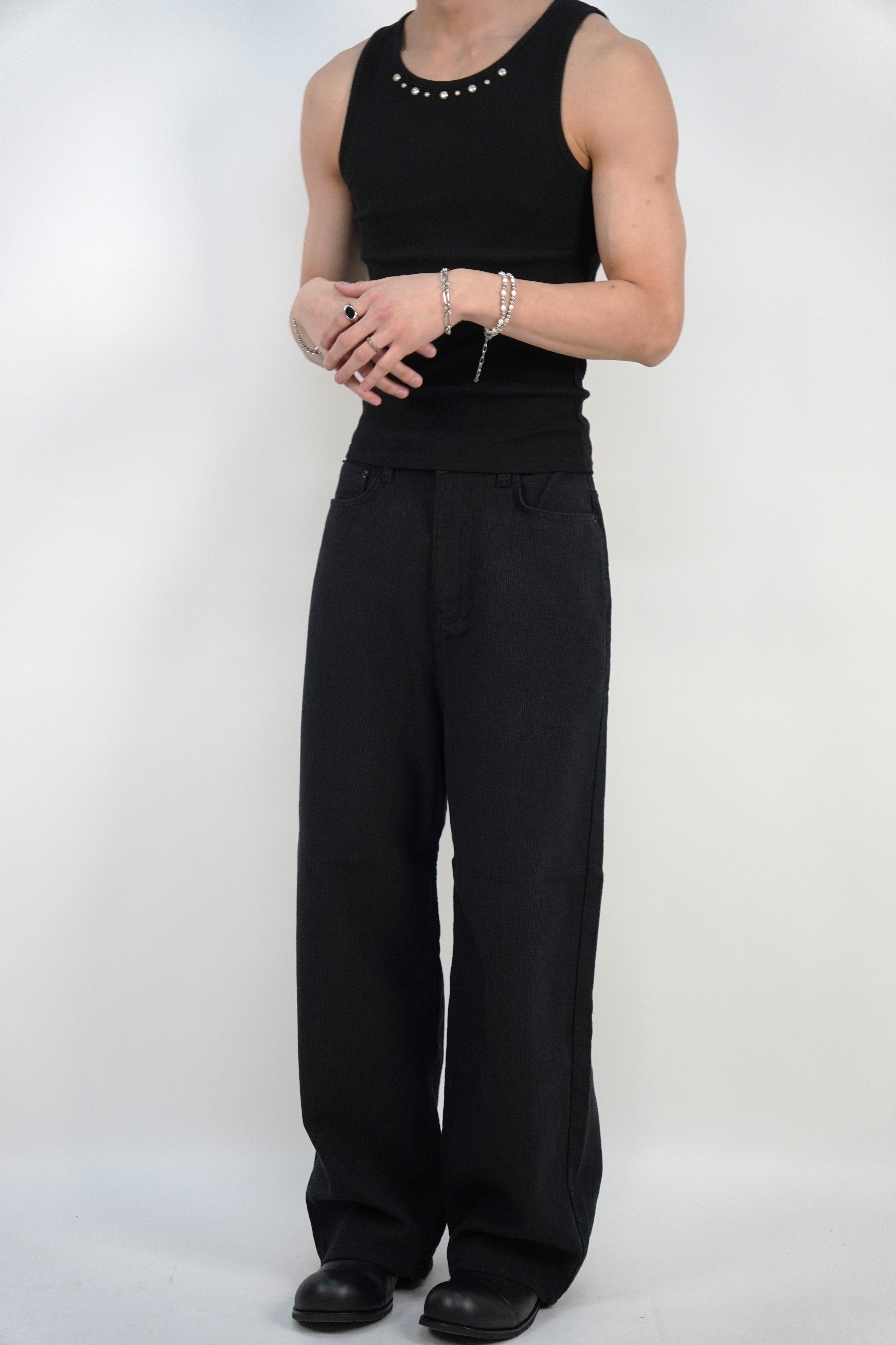 燈芯絨闊腳直筒褲