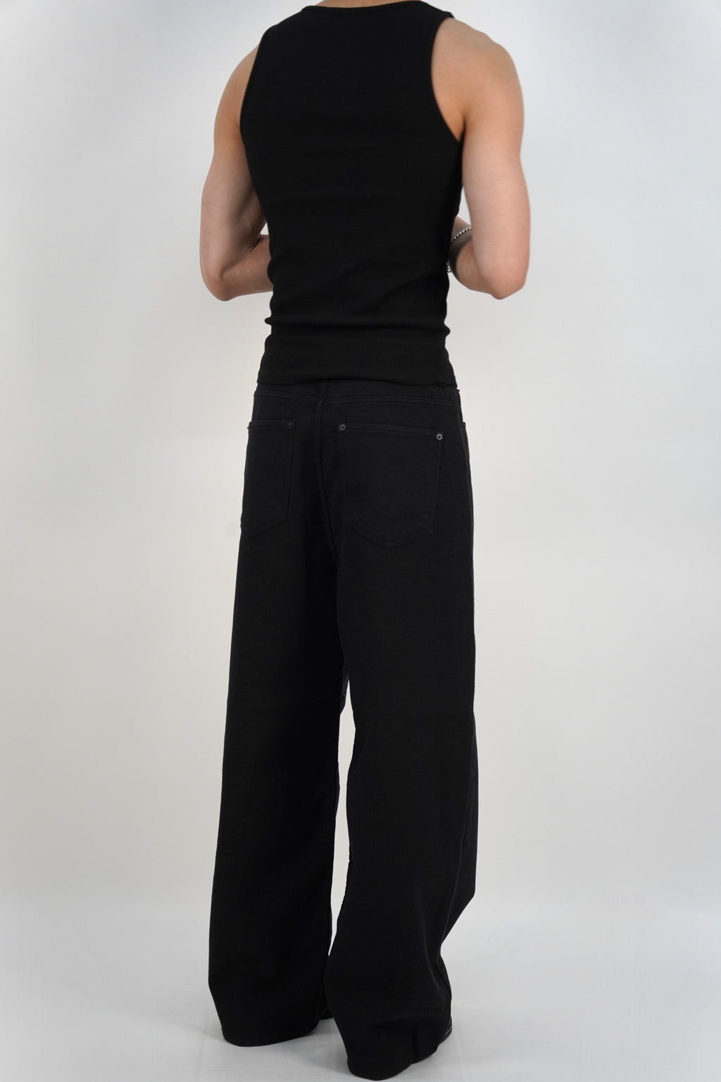 燈芯絨闊腳直筒褲