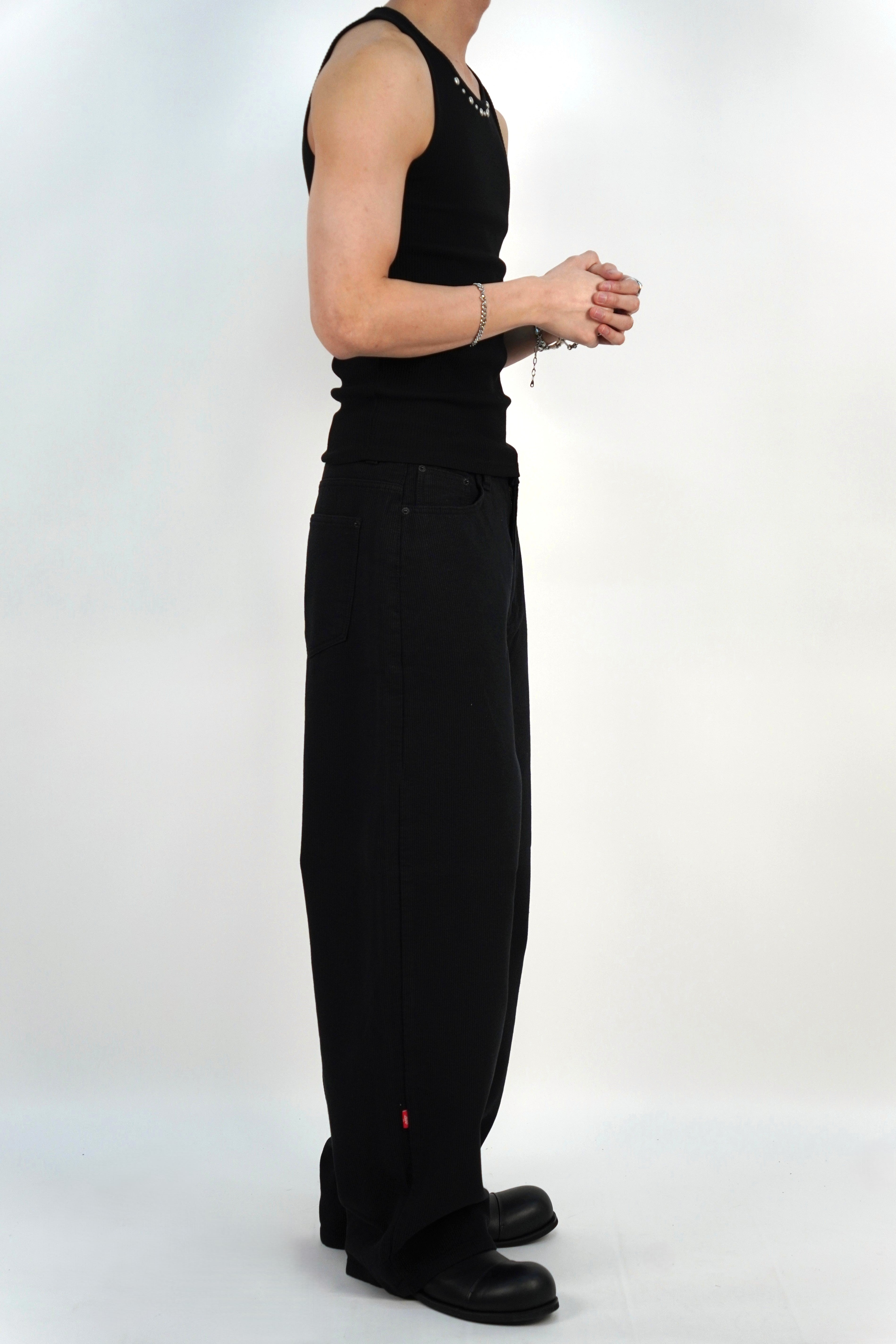 鉚釘羅紋背心(三色)