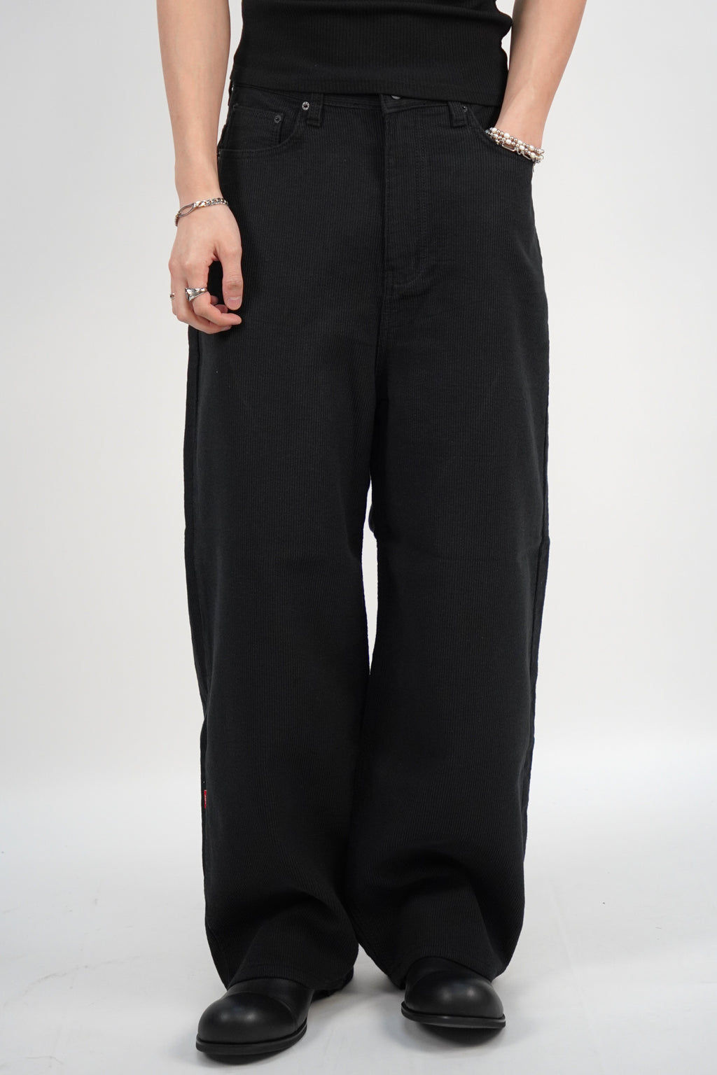 燈芯絨闊腳直筒褲