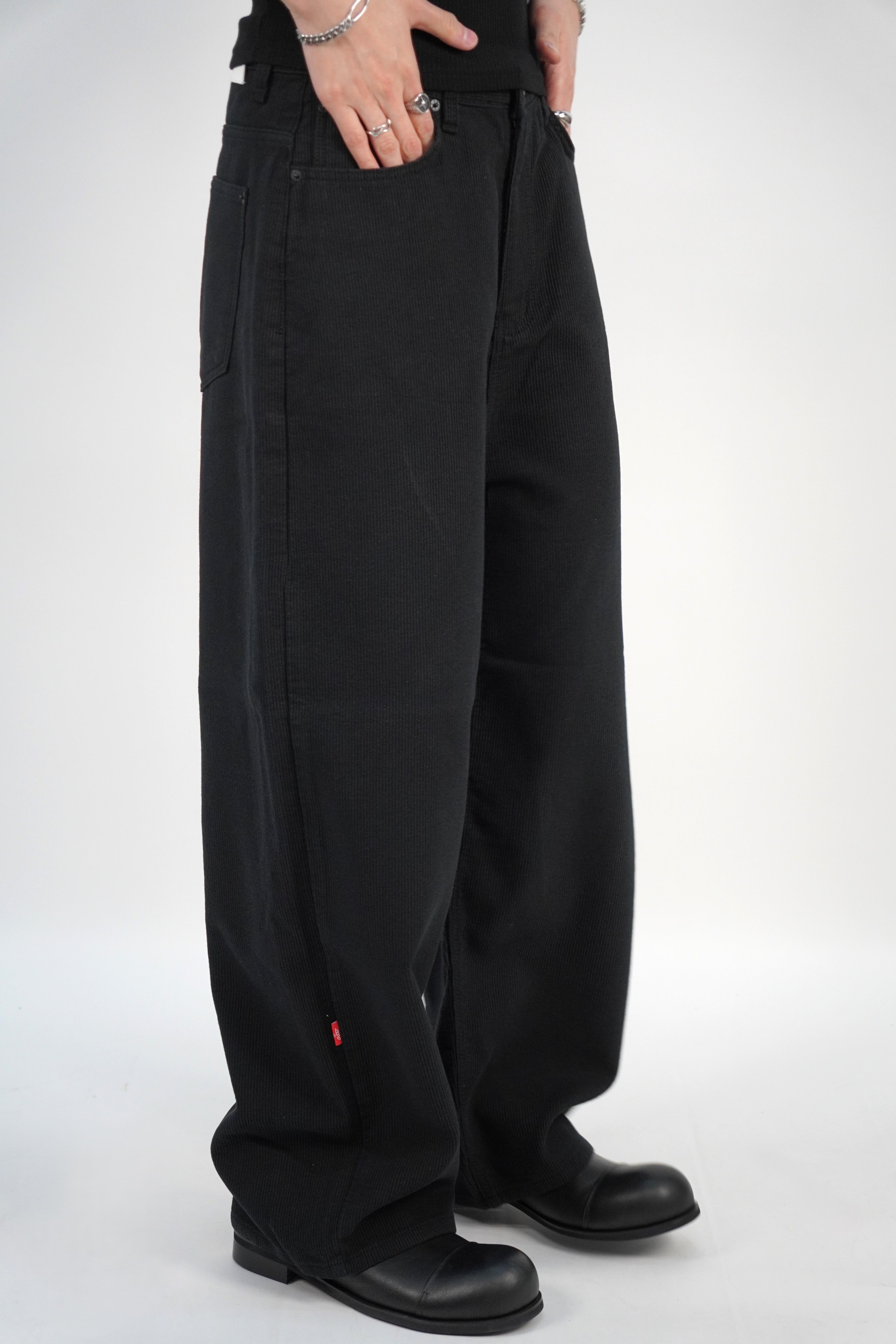 燈芯絨闊腳直筒褲