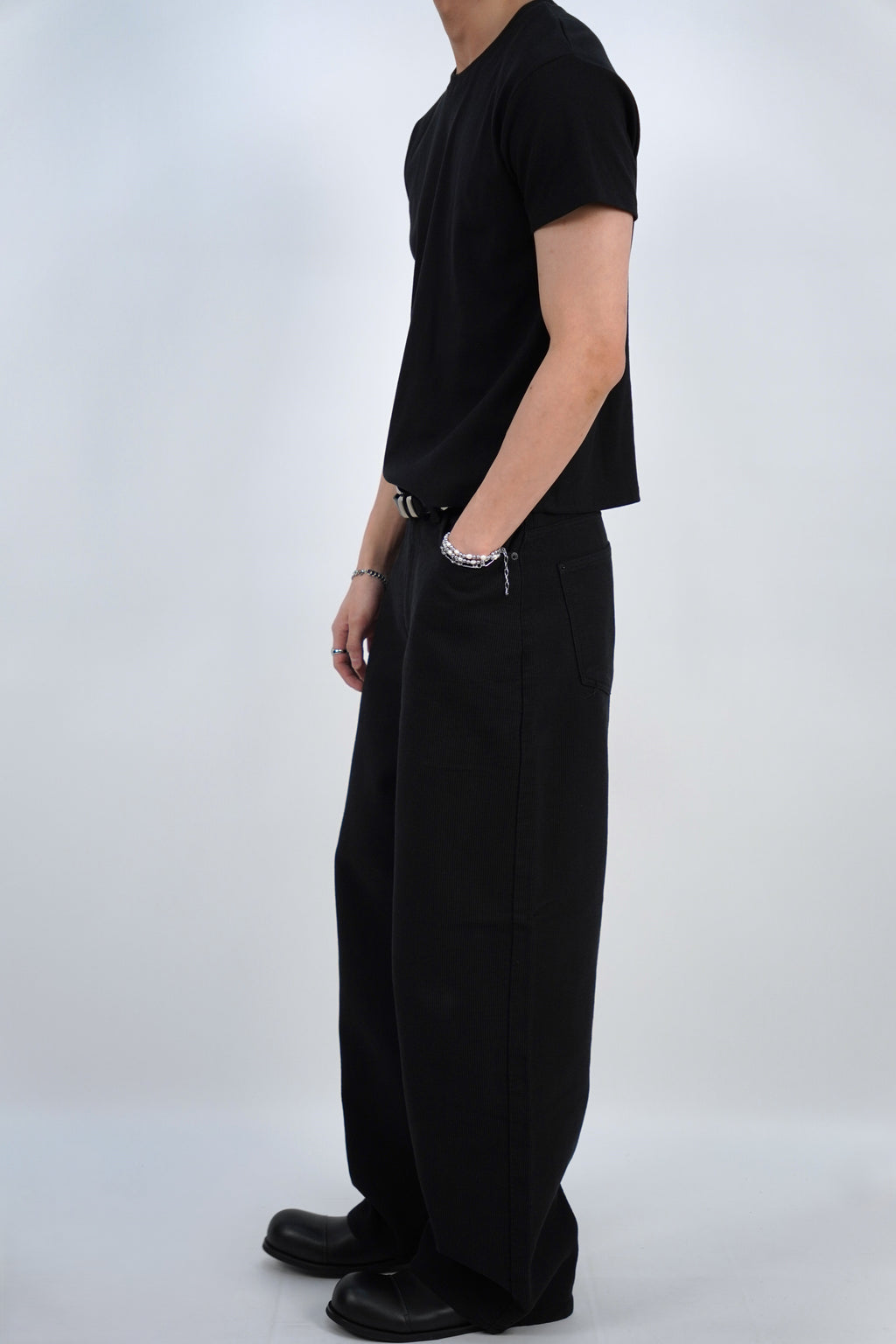 燈芯絨闊腳直筒褲