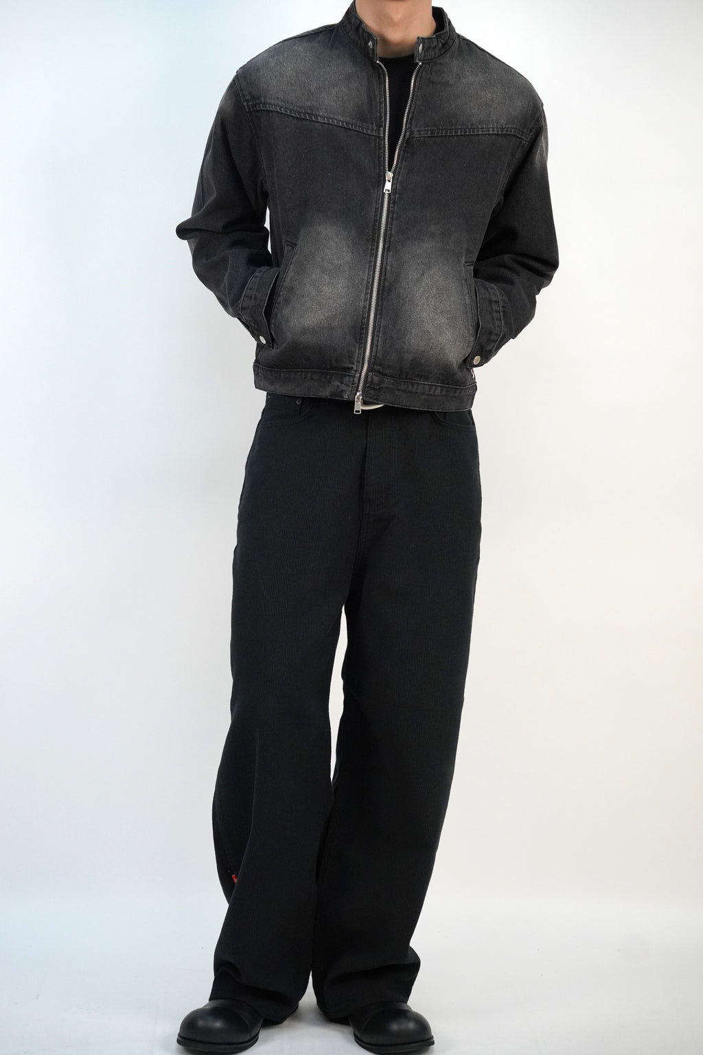 雙拉鏈牛仔短版外套(兩色)