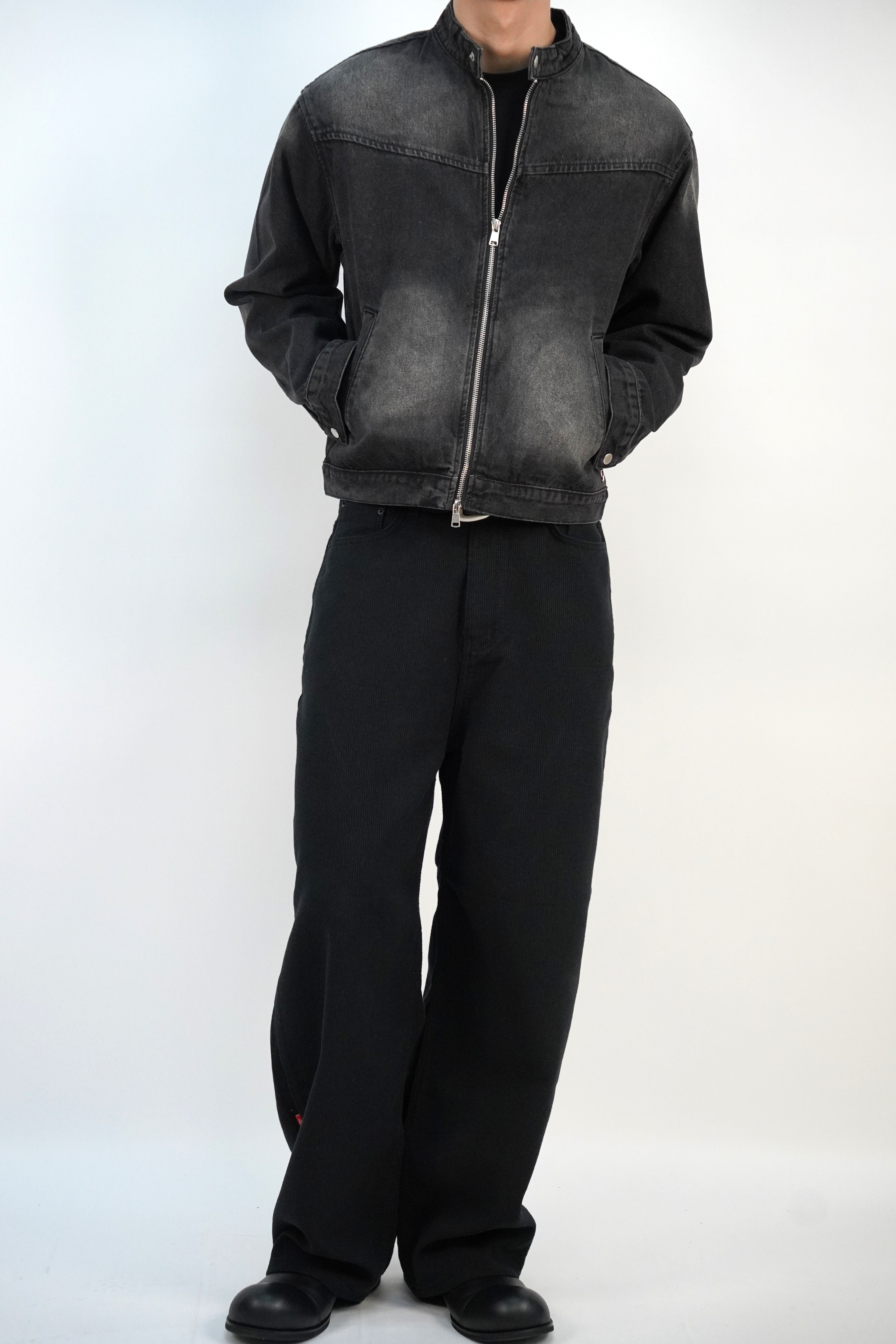 雙拉鏈牛仔短版外套(兩色)