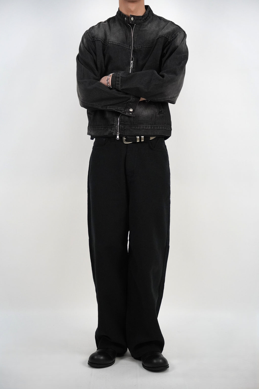 雙拉鏈牛仔短版外套(兩色)