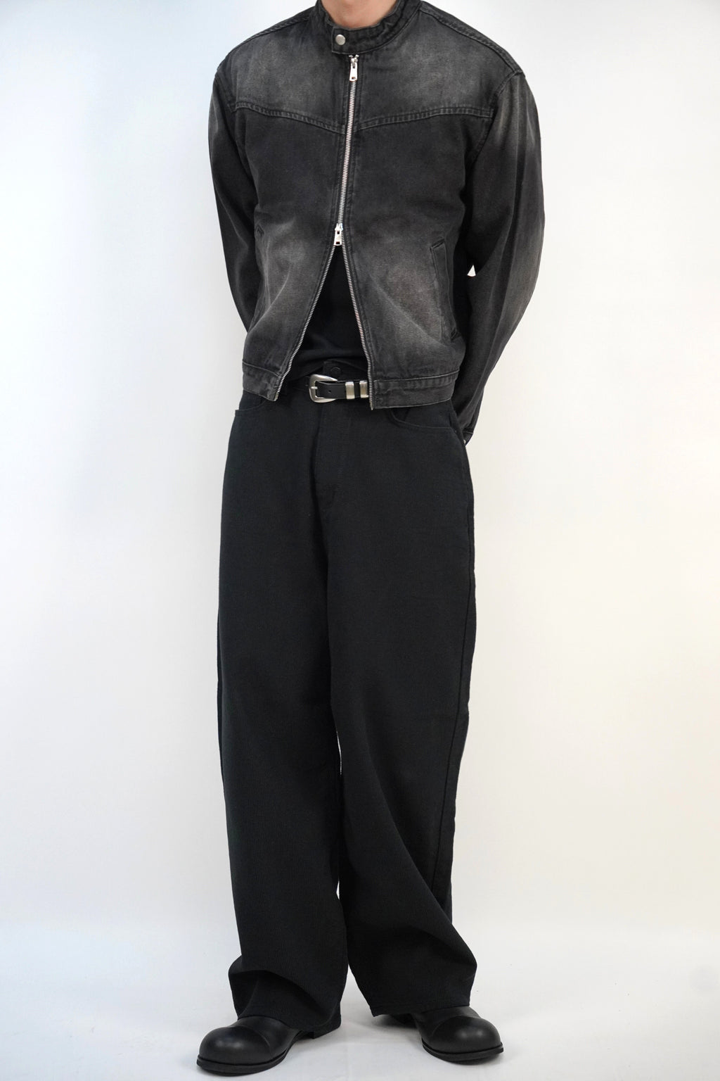 雙拉鏈牛仔短版外套(兩色)