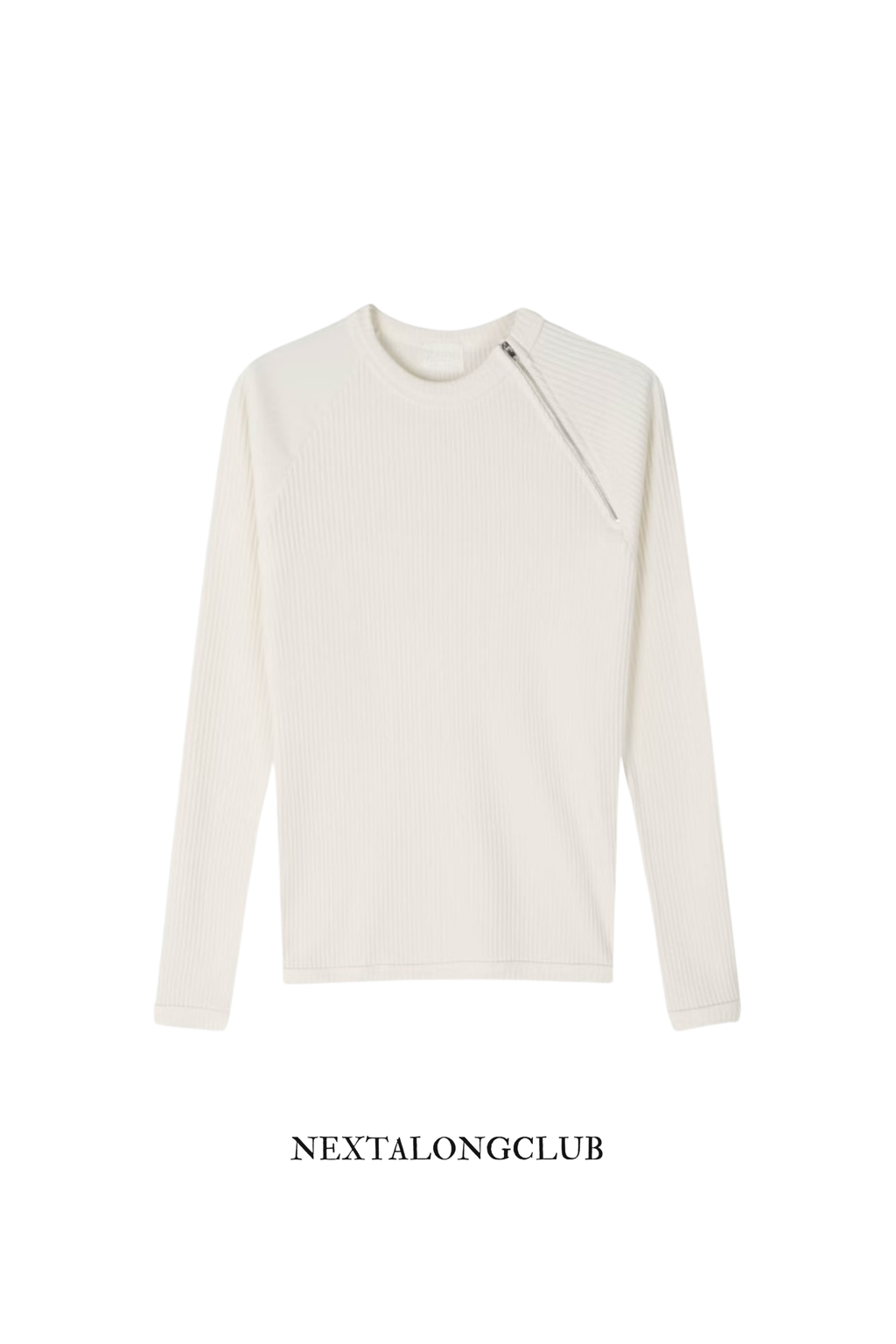 羅紋收腰側拉鍊長袖(三色)