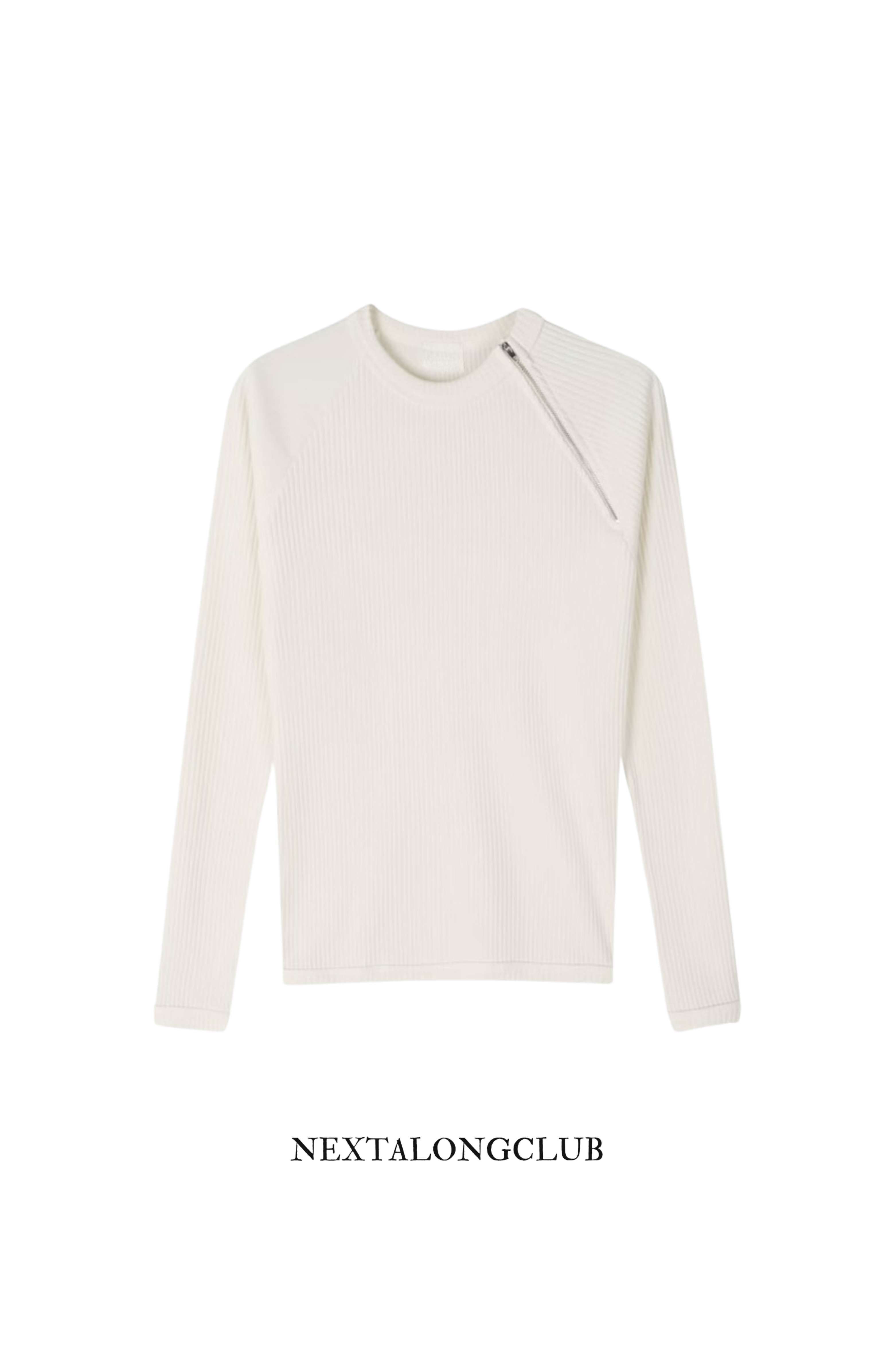 羅紋收腰側拉鍊長袖(三色)