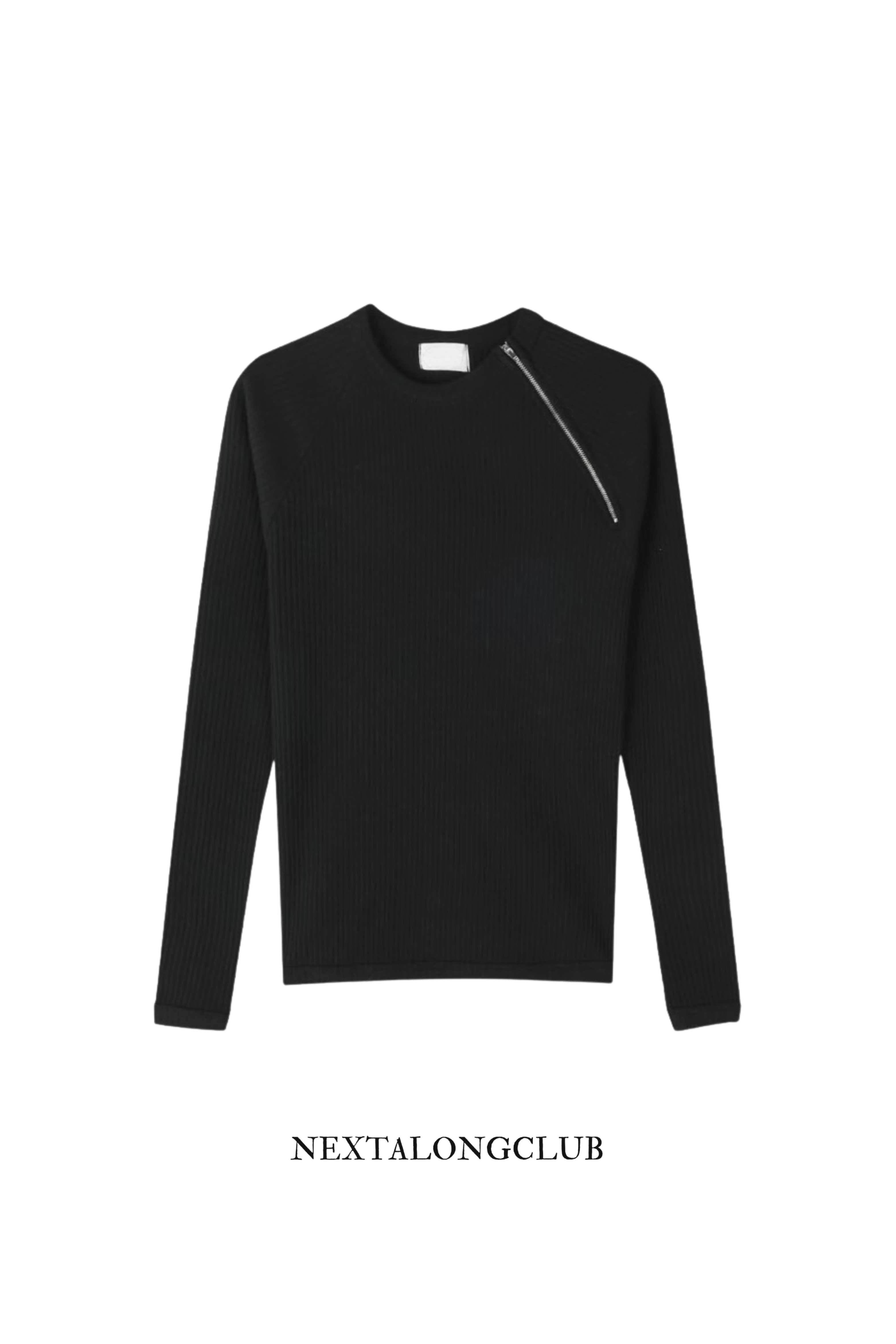 羅紋收腰側拉鍊長袖(三色)