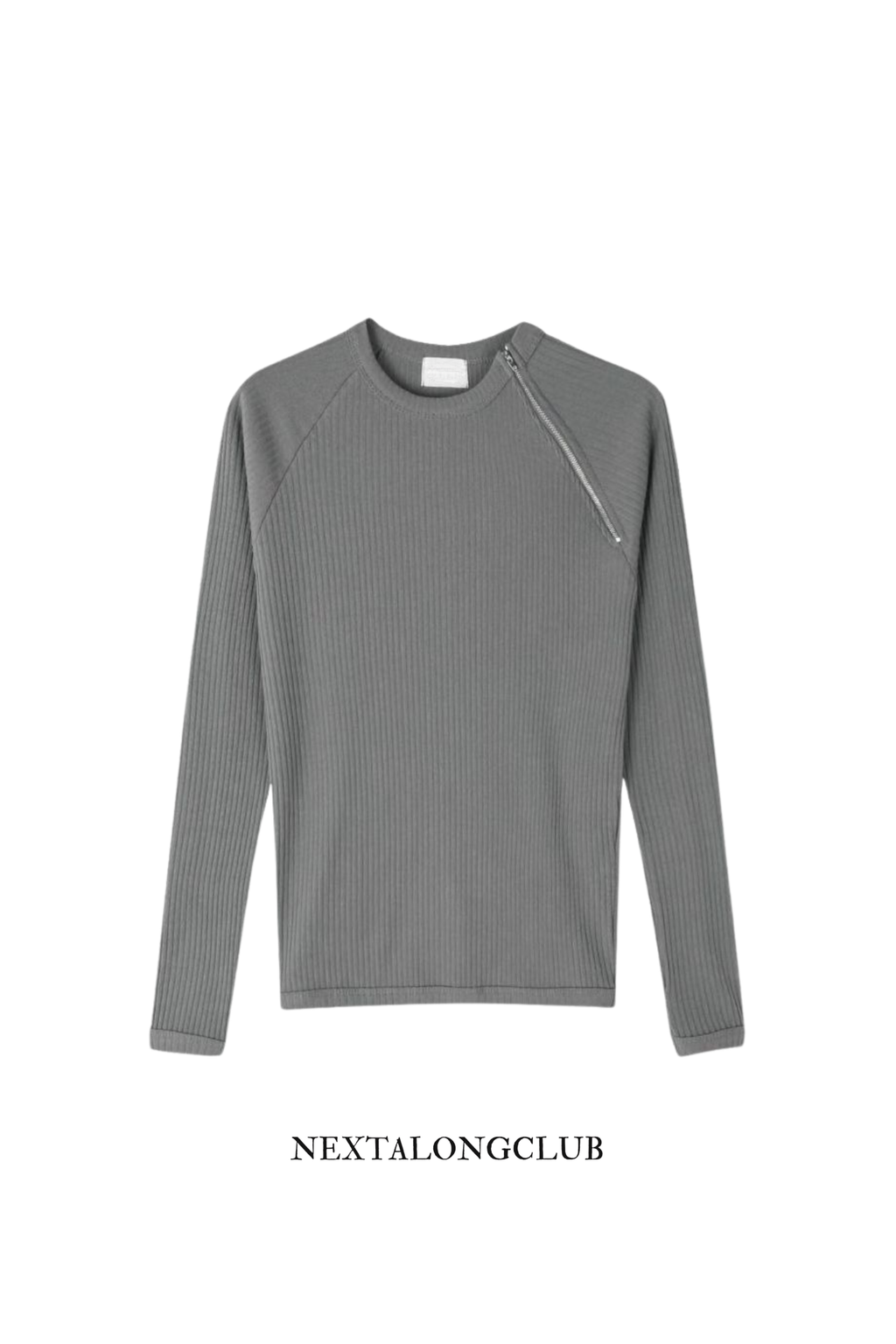 羅紋收腰側拉鍊長袖(三色)