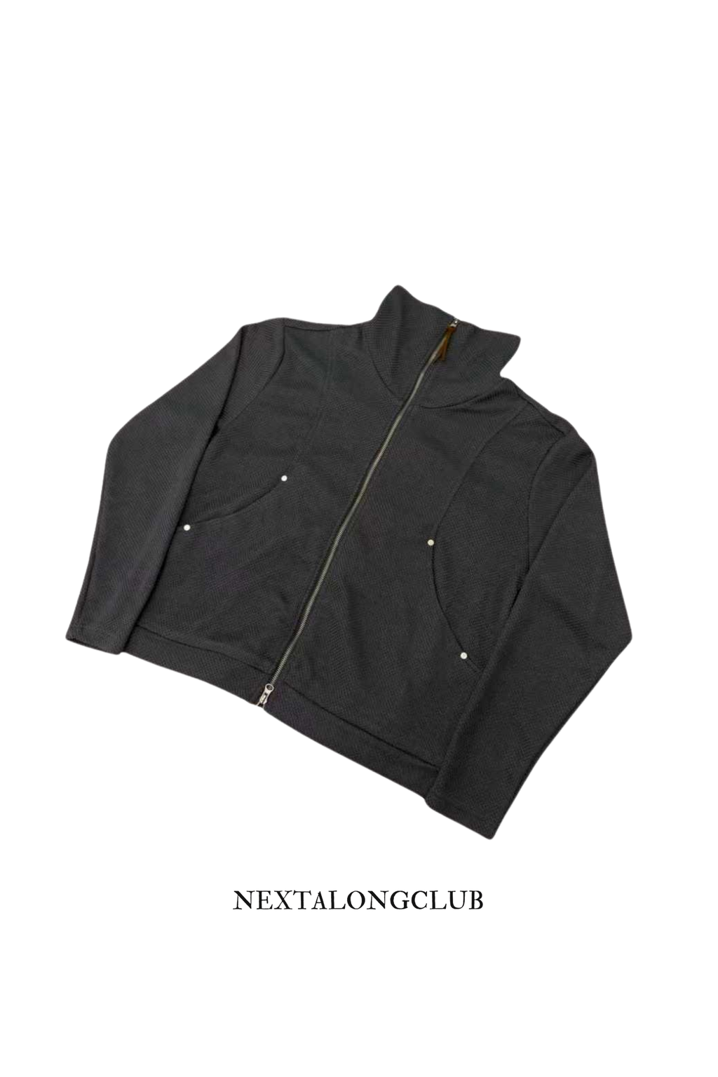 [雙拉鏈] 鉚釘高領外套(五色)