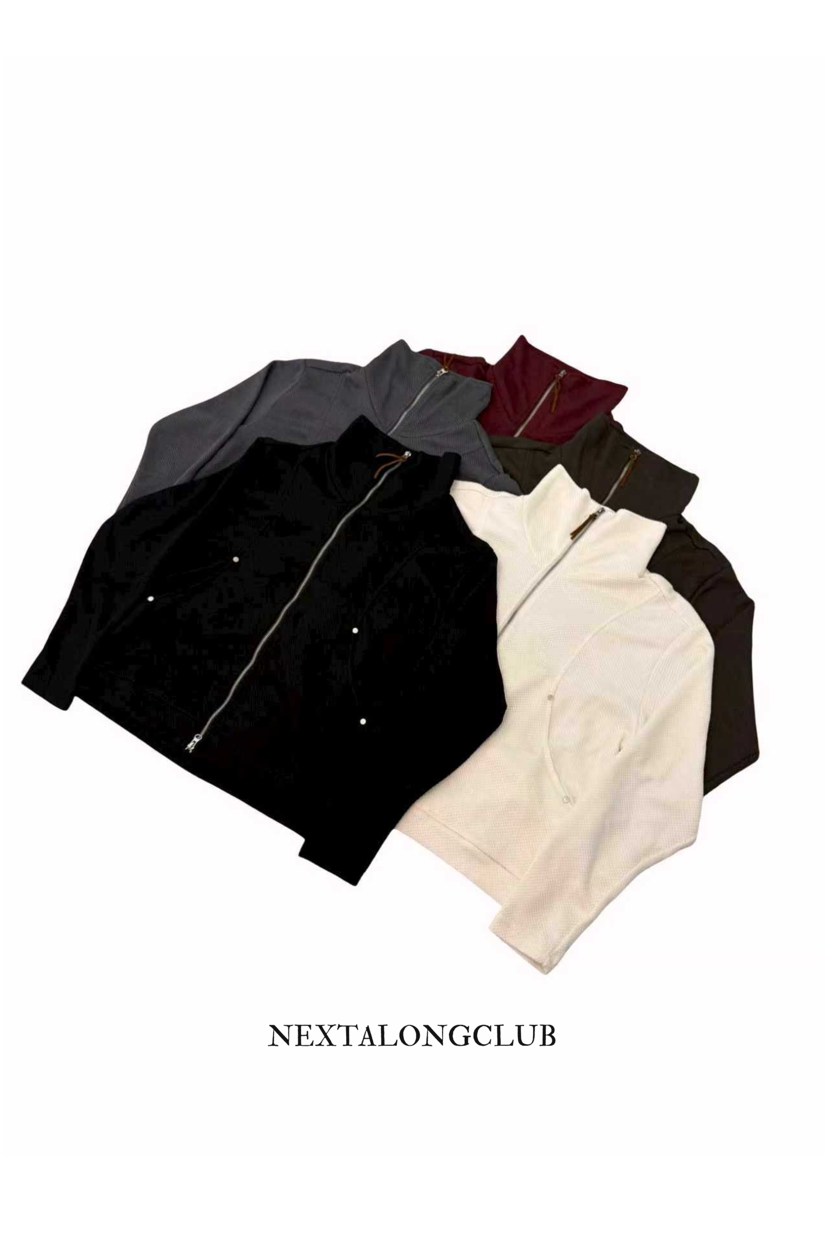 [雙拉鏈] 鉚釘高領外套(五色)