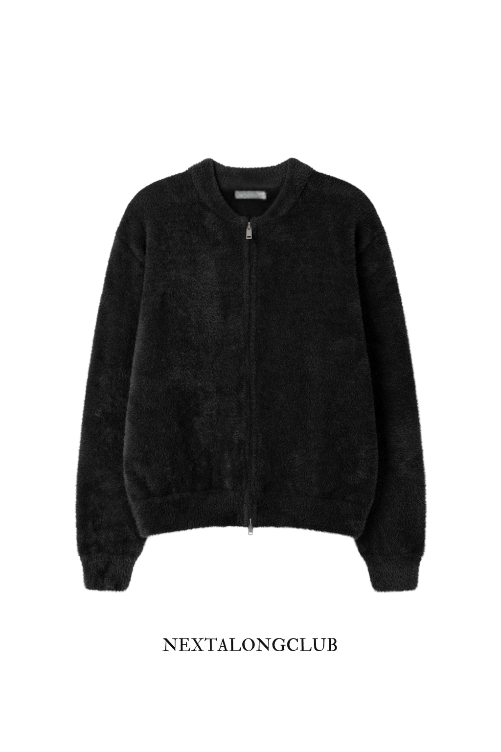 [雙拉鍊] 圓領絨毛針織外套(四色)