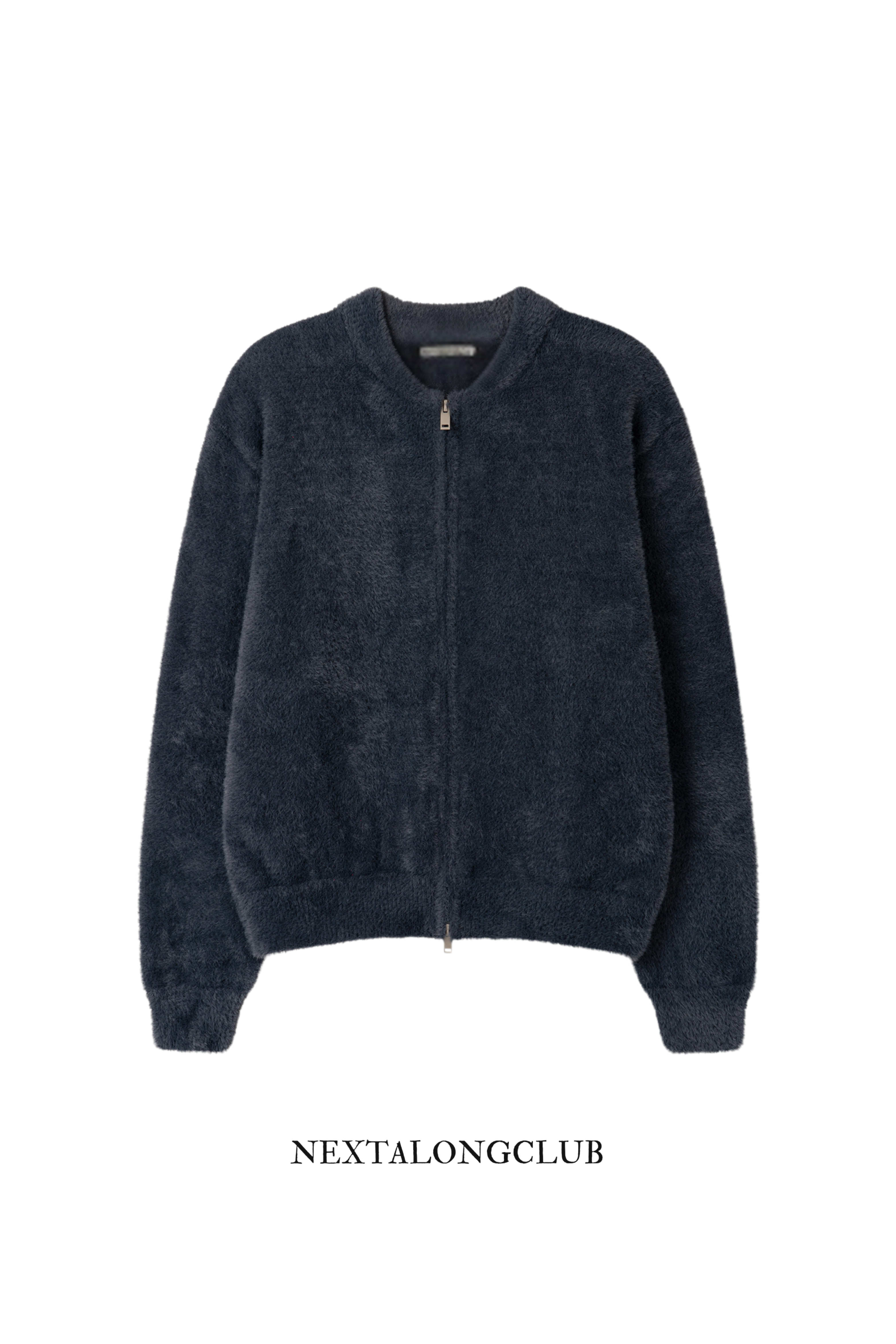 [雙拉鍊] 圓領絨毛針織外套(四色)