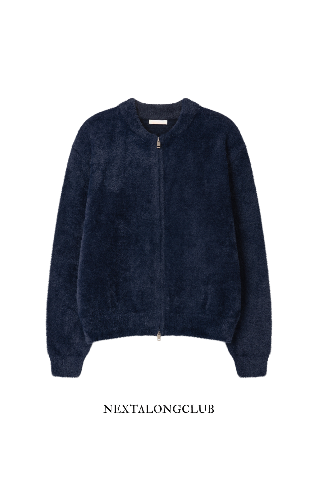 [雙拉鍊] 圓領絨毛針織外套(四色)