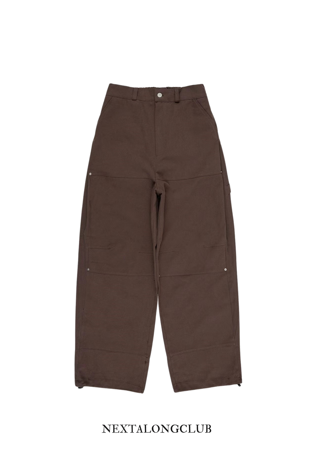 側褶雙膝工裝褲(兩色）