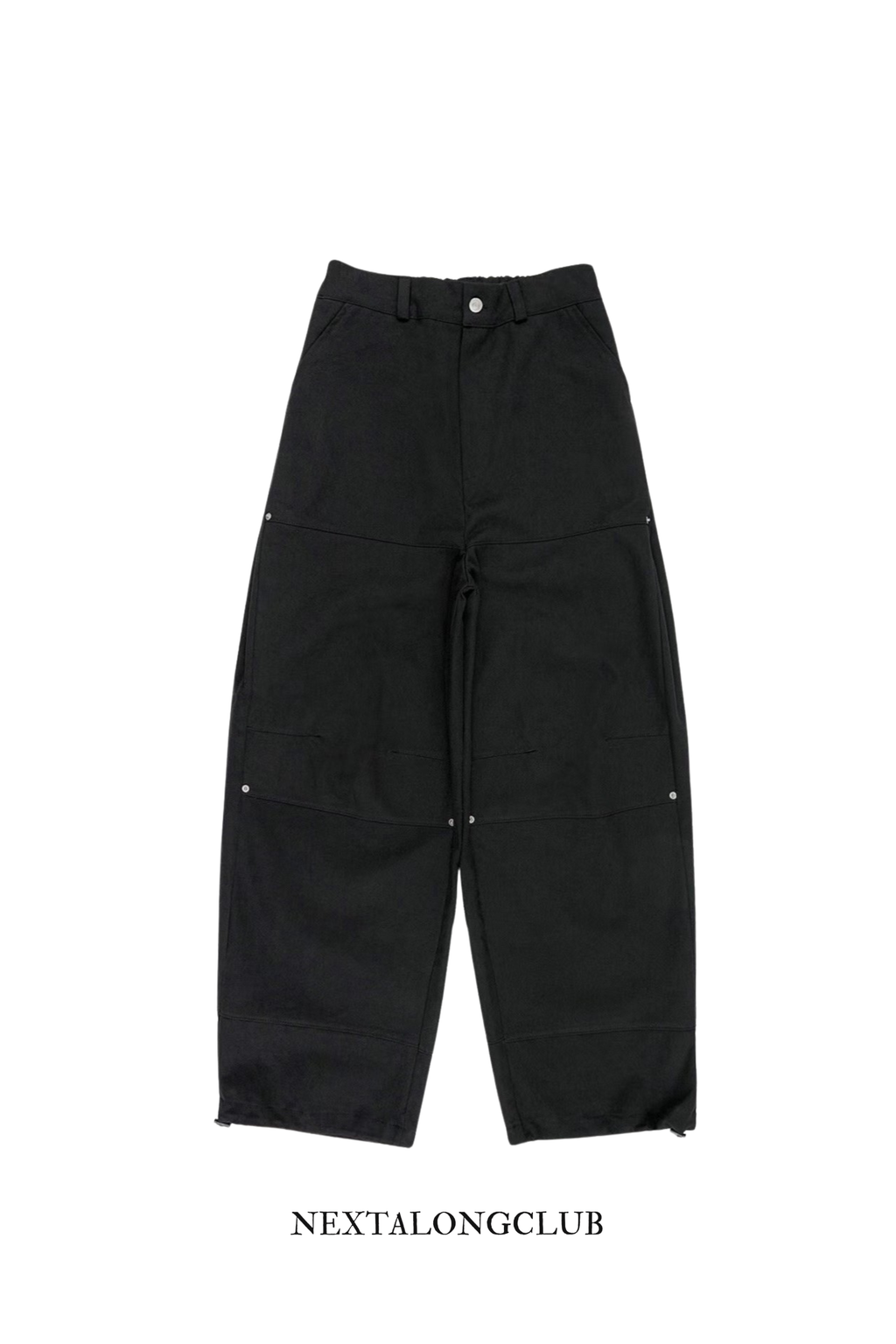 側褶雙膝工裝褲(兩色）