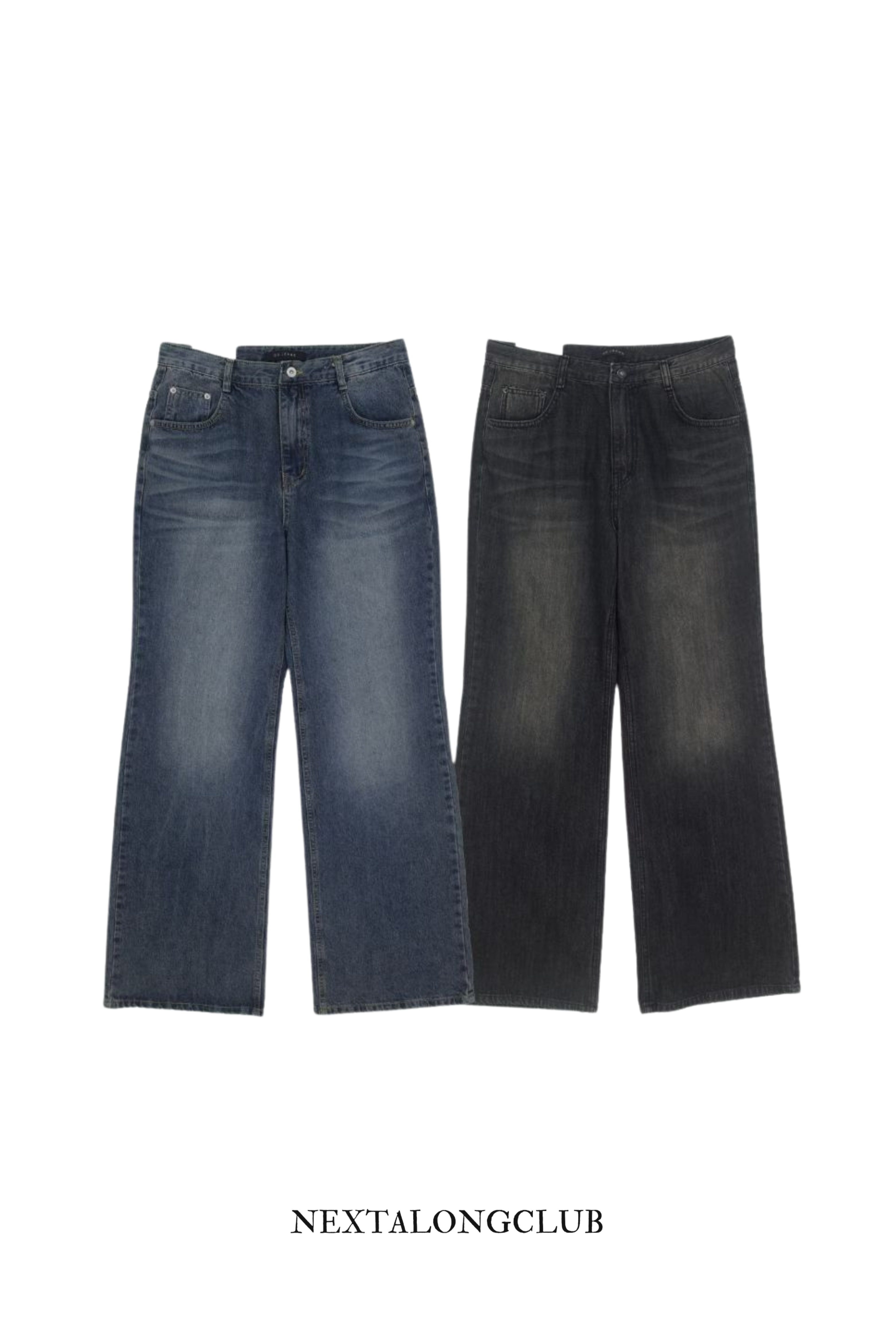 水洗直筒微喇闊腿牛仔褲 ver1 (兩色）