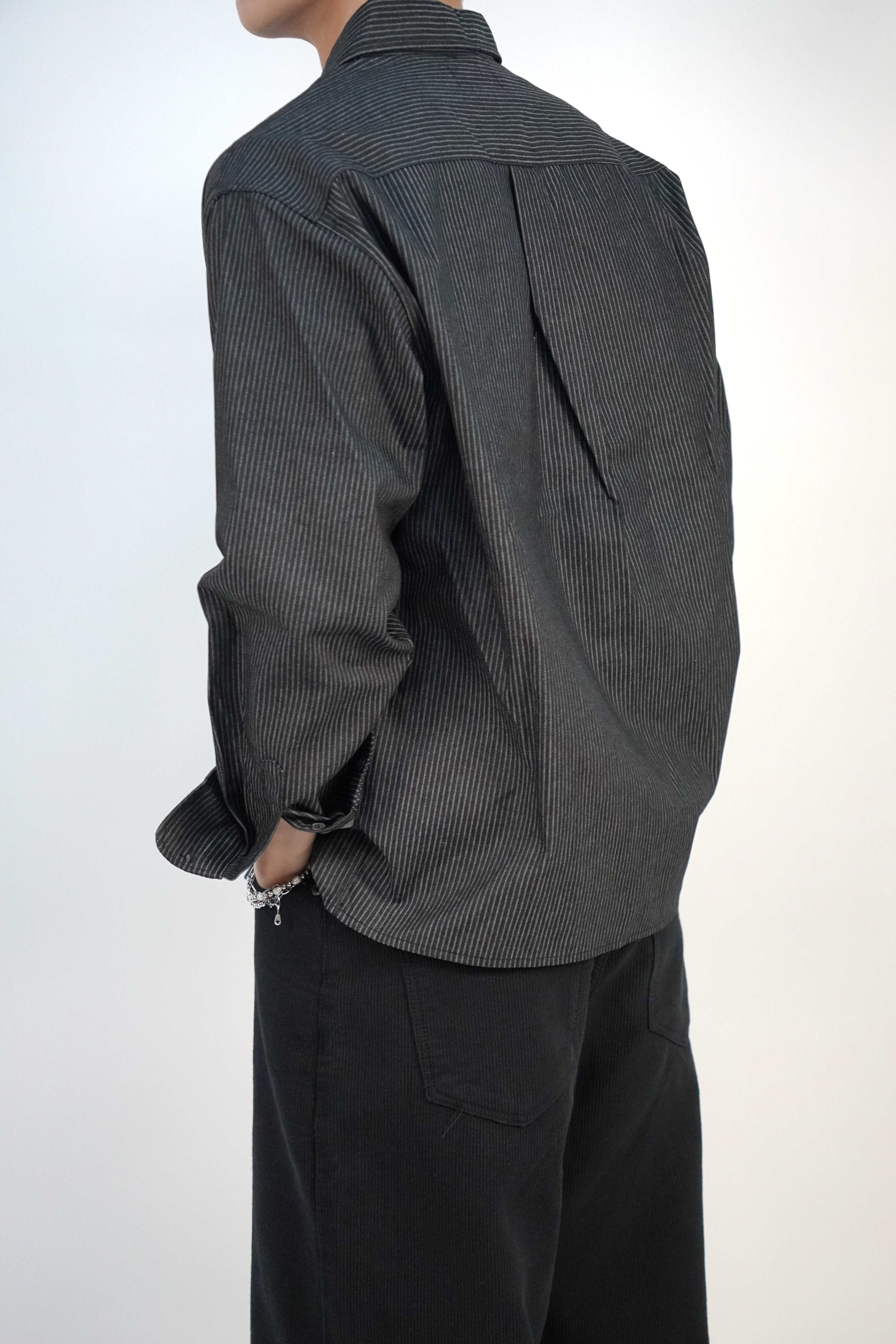 挺身牛仔間條襯衫(兩色)