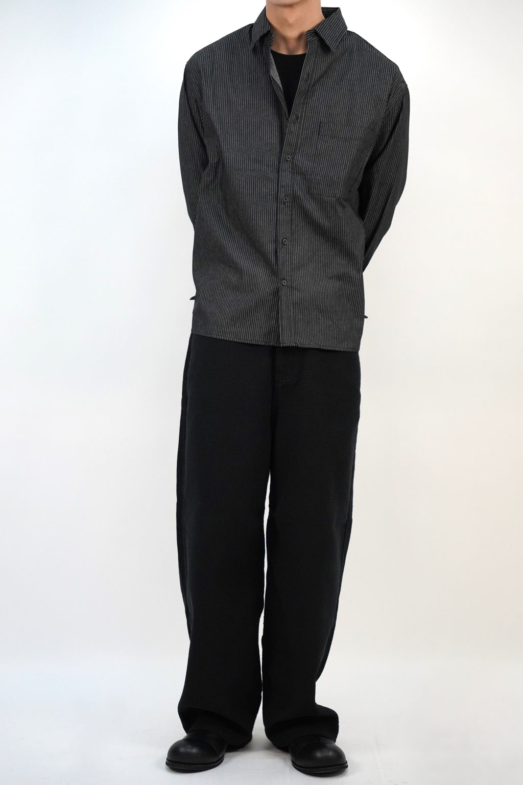 挺身牛仔間條襯衫(兩色)