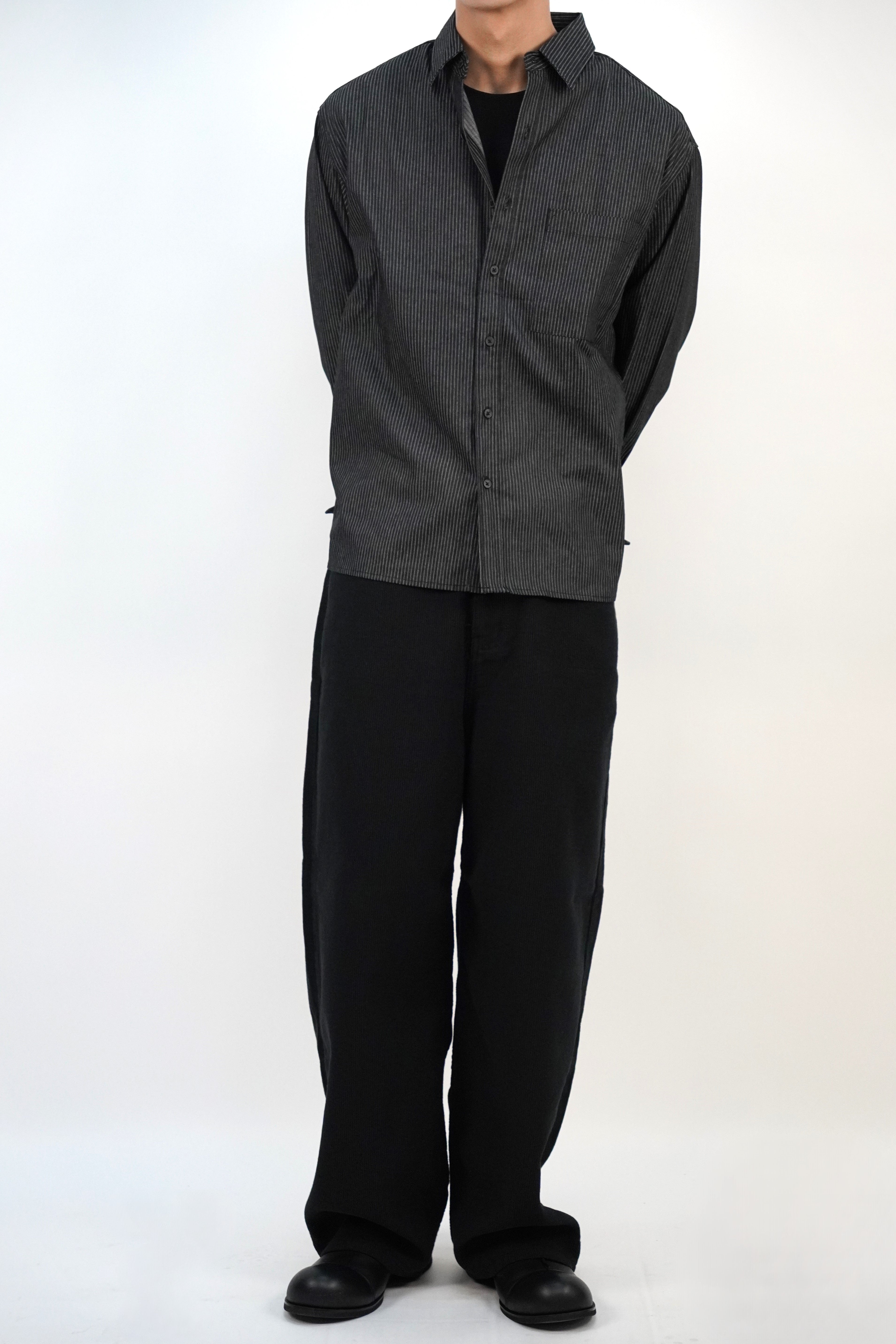 挺身牛仔間條襯衫(兩色)