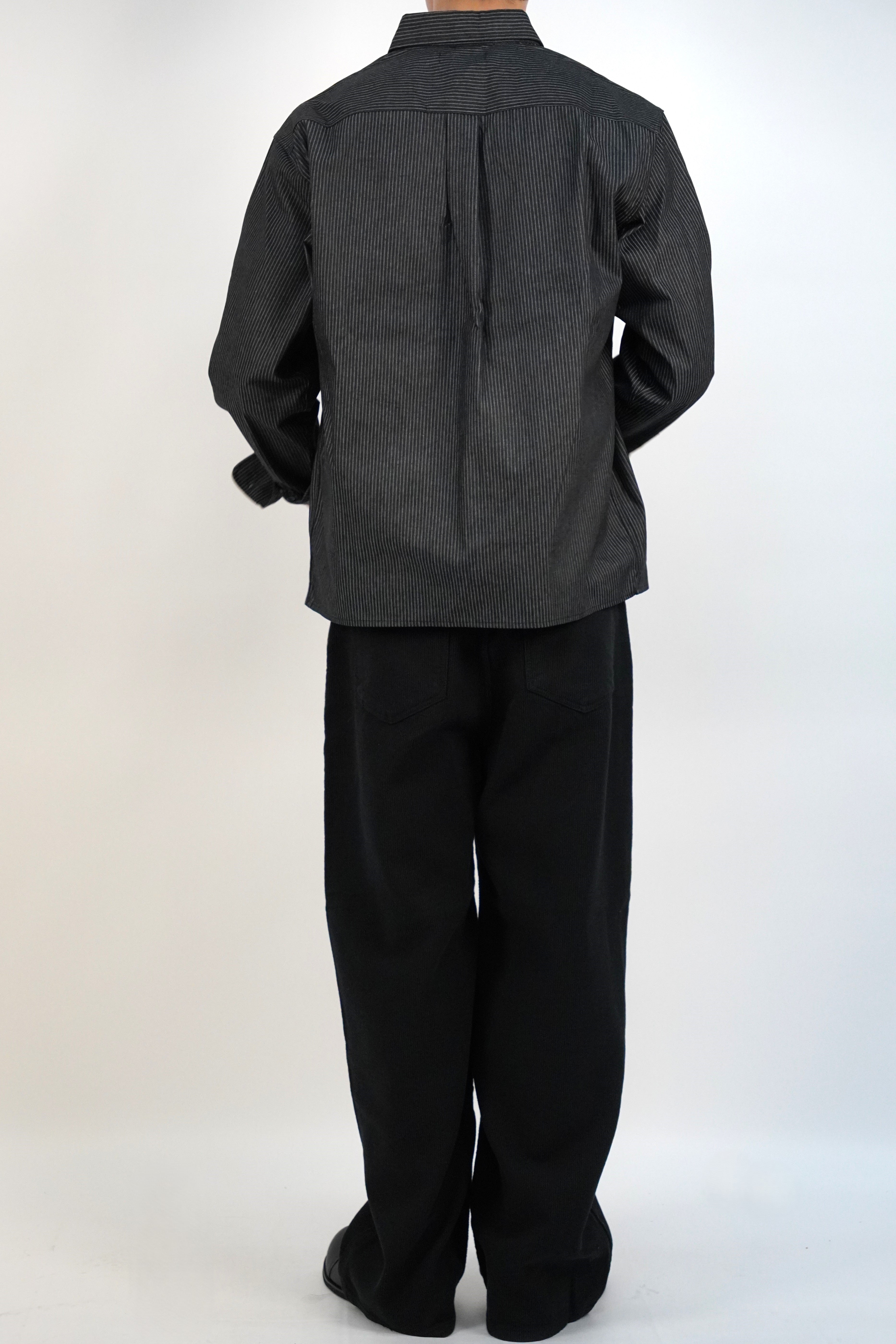 挺身牛仔間條襯衫(兩色)