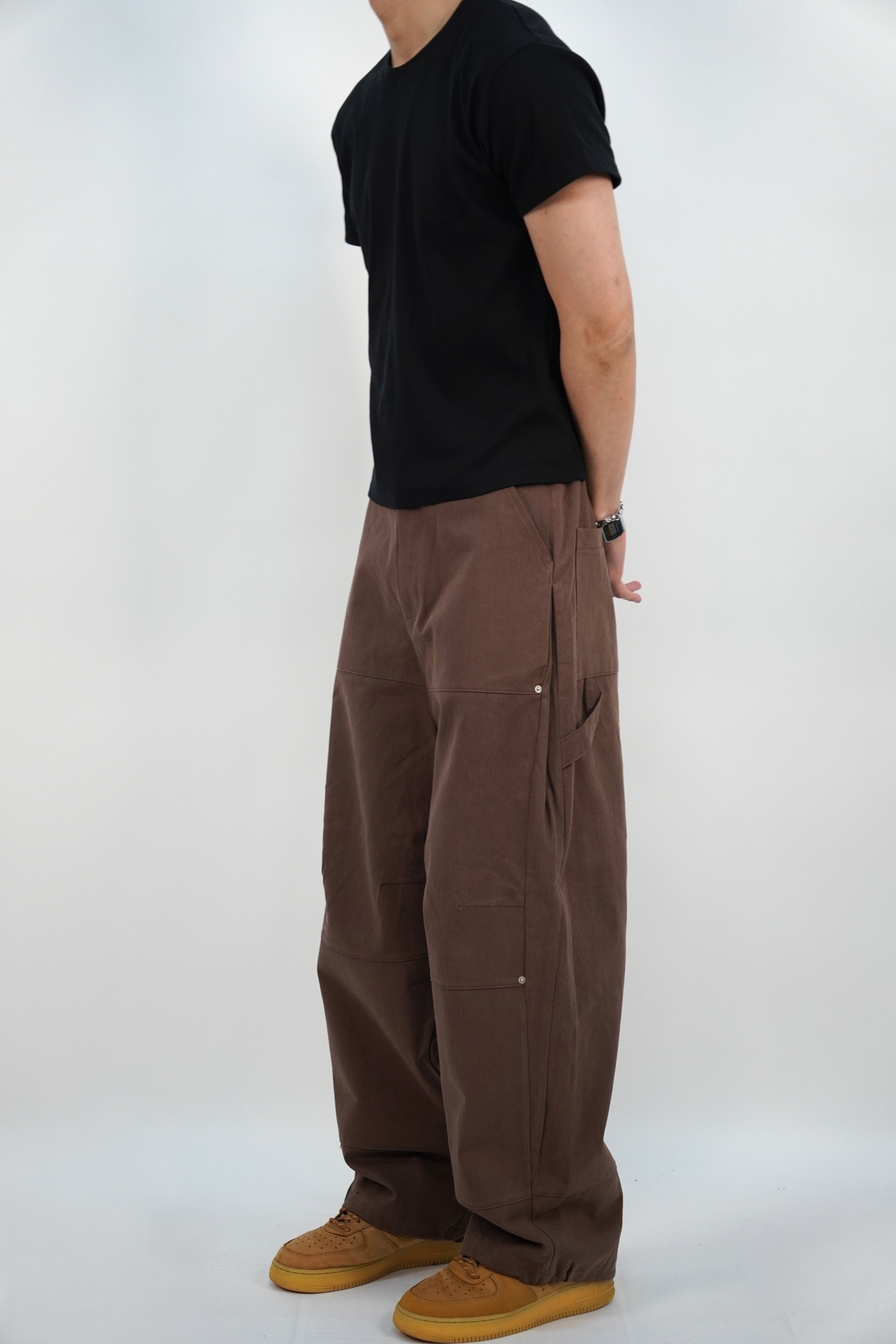 側褶工裝褲(兩色)