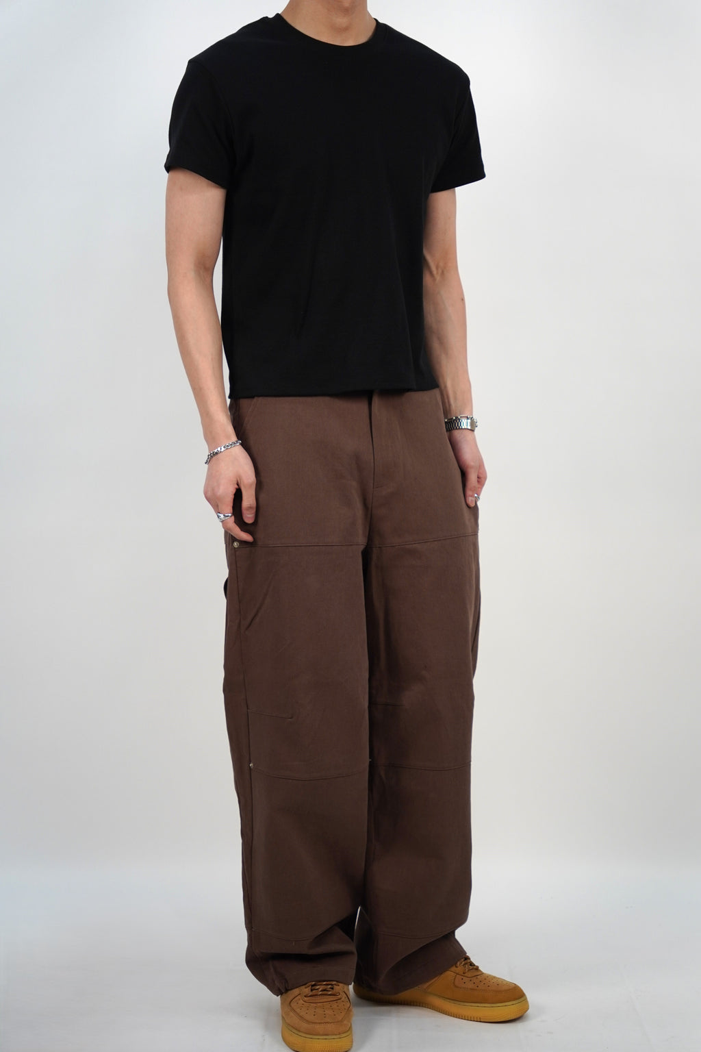 側褶工裝褲(兩色)