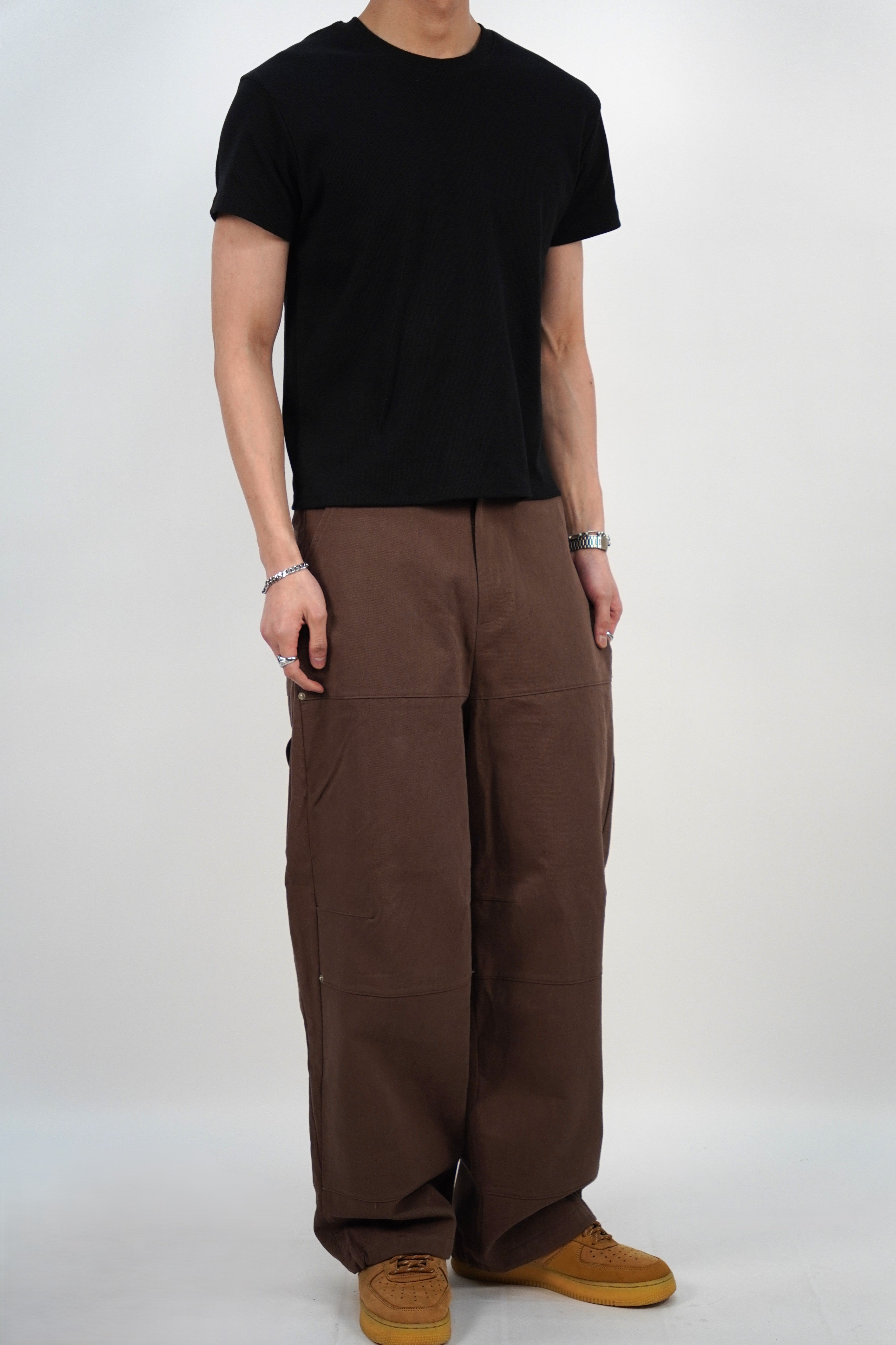 側褶工裝褲(兩色)