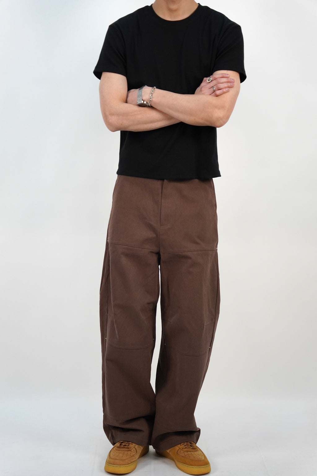 側褶工裝褲(兩色)