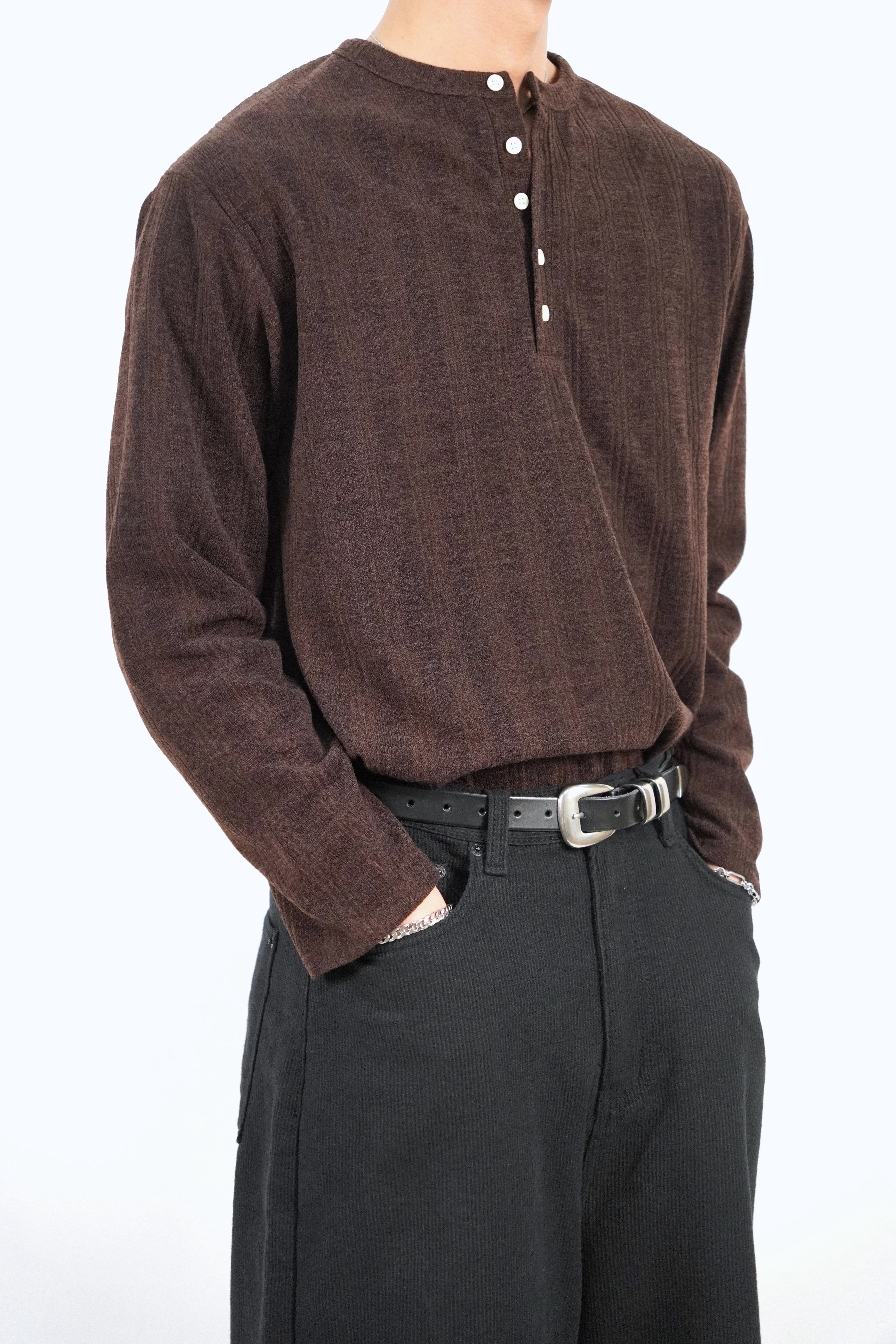 薄款亨利領針織衫