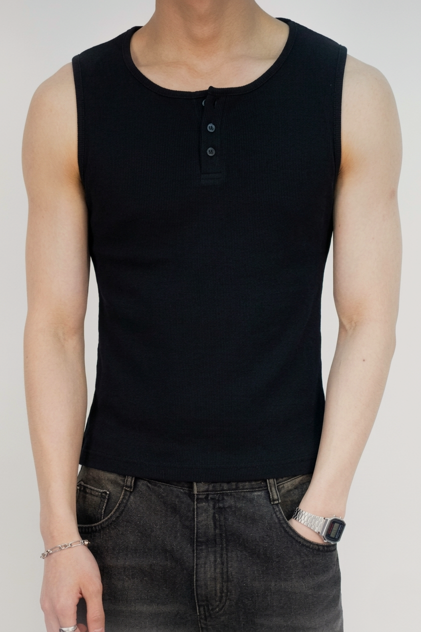 羅紋收腰亨利領背心 (四色)