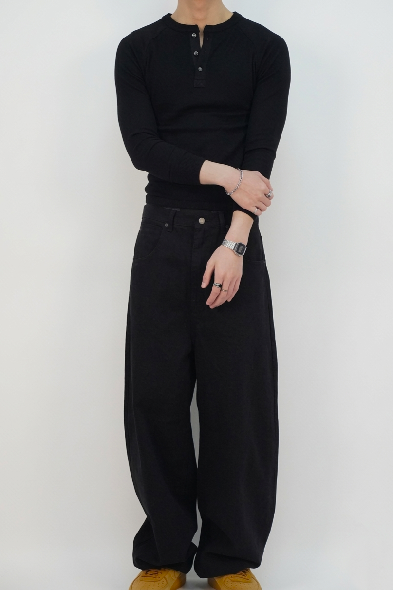 貼身亨利領長袖T恤