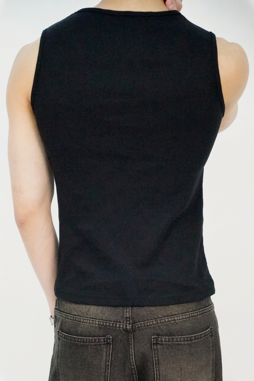 羅紋收腰亨利領背心 (四色)