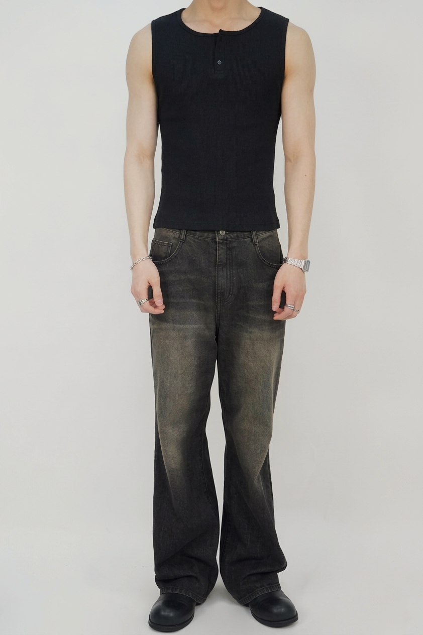 羅紋收腰亨利領背心 (四色)