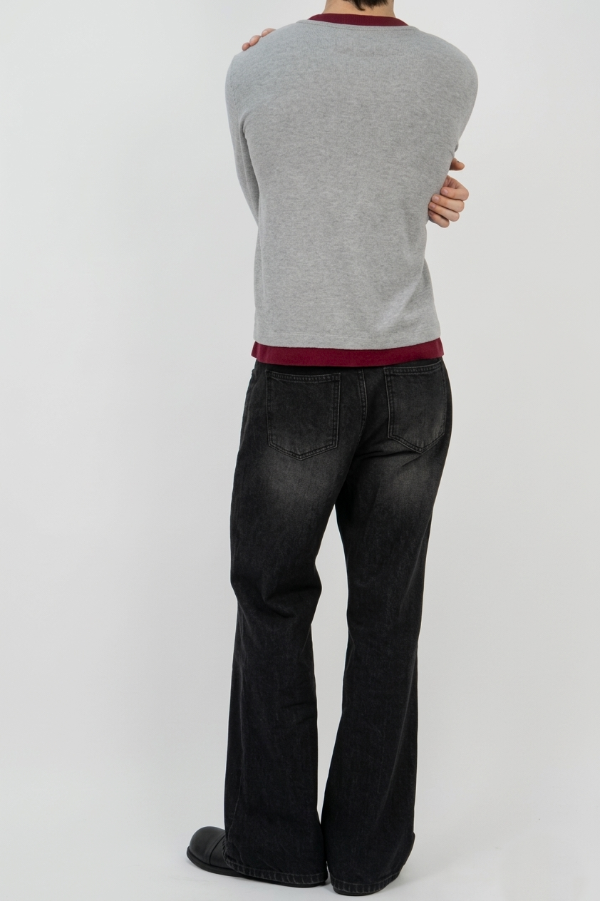 洗水直筒微喇叭牛仔褲 (兩色)