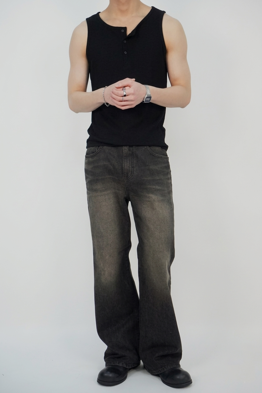 羅紋厚身亨利領背心 (四色)