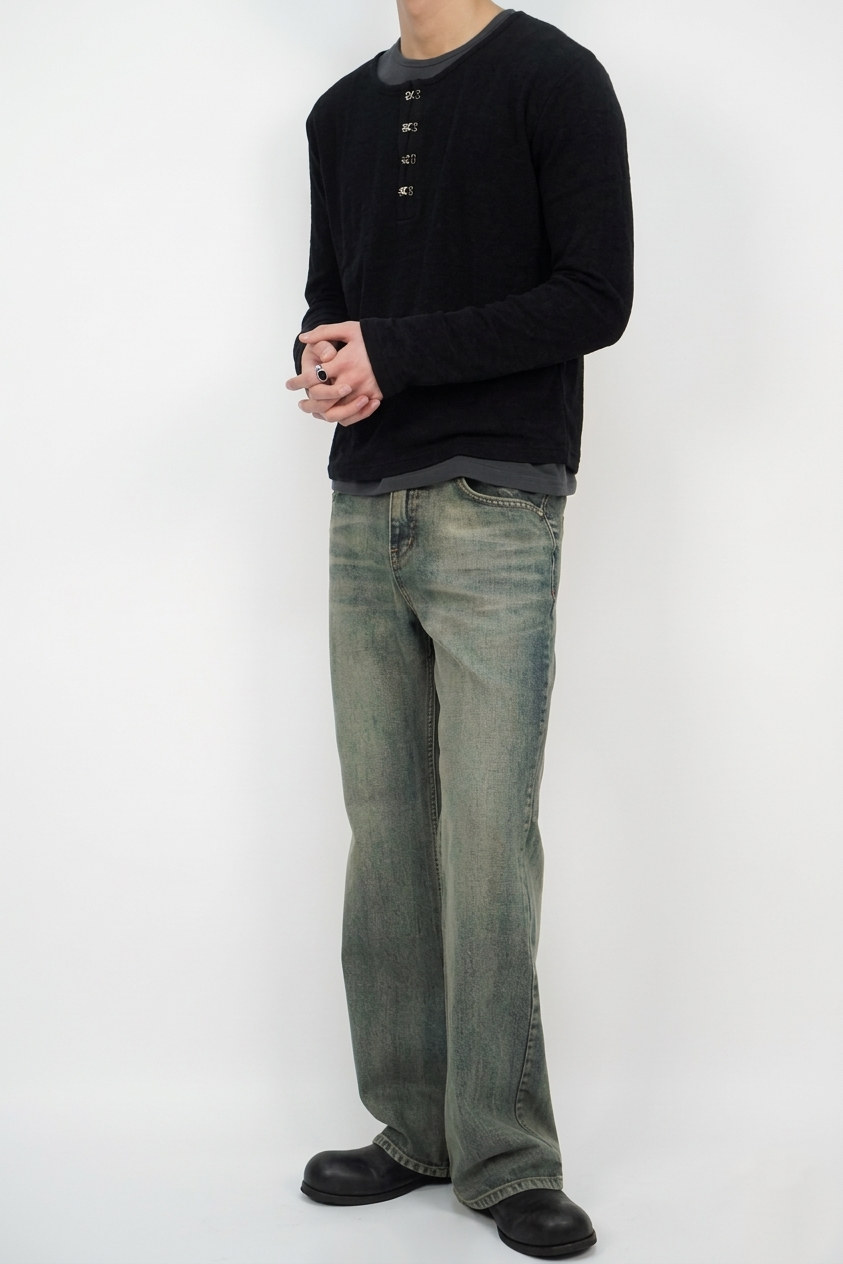 經典盤扣假兩件長袖(三色)