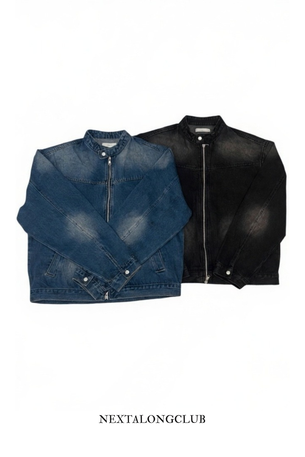 雙拉鏈牛仔短版外套(兩色)